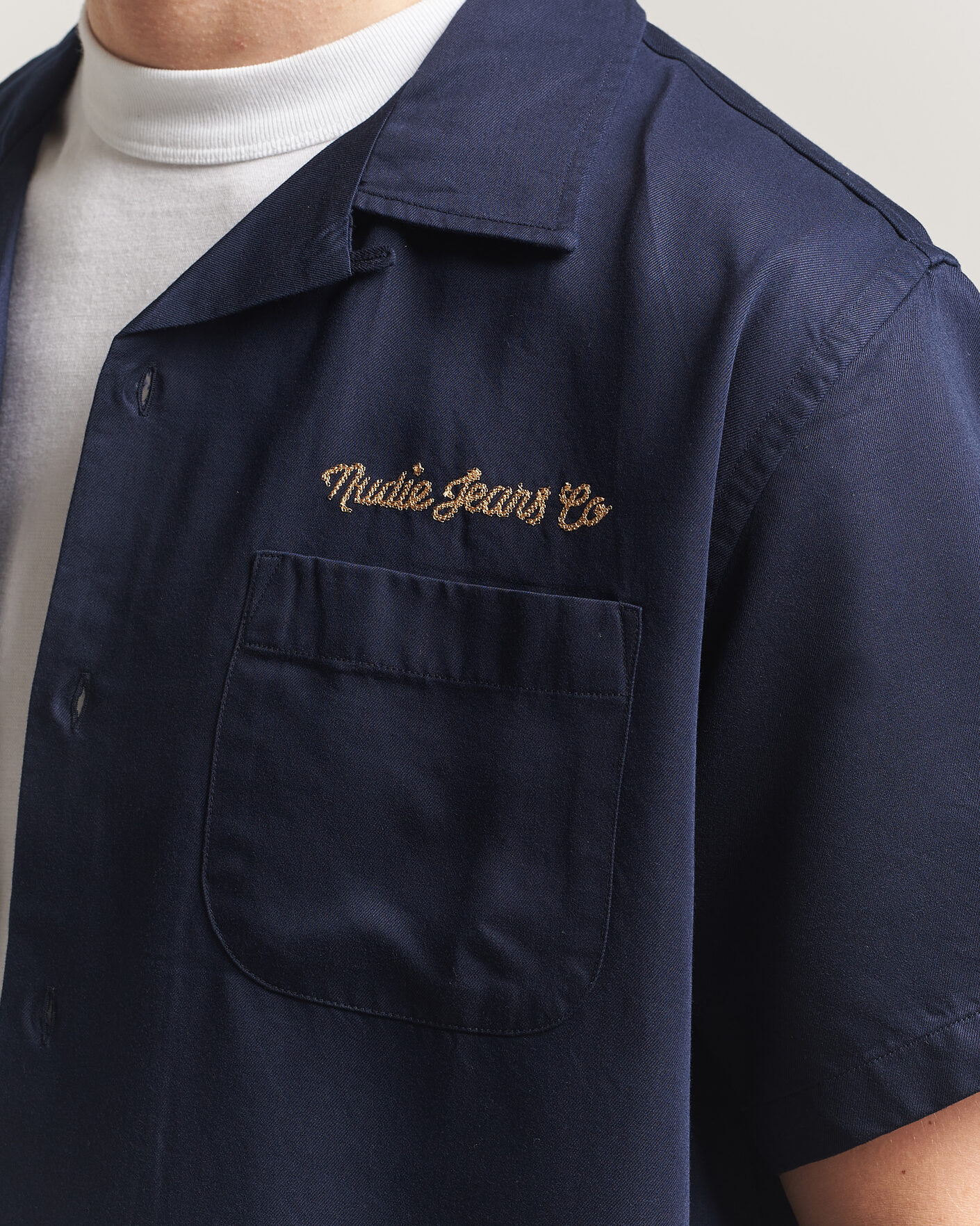 Men | Shirts | Nudie Jeans | Arthur Bowling Shirt Navy