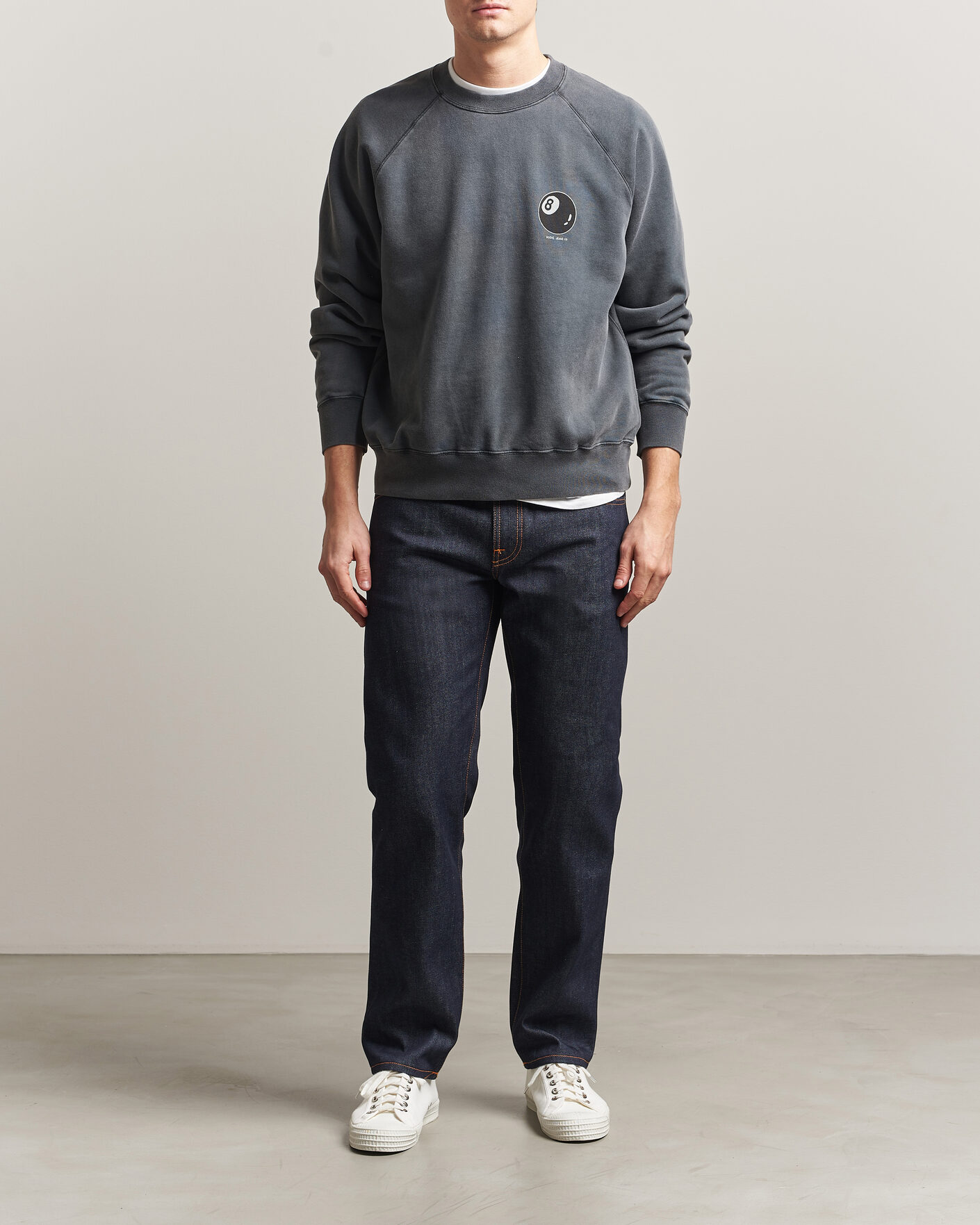 Men | Sweaters & Knitwear | Nudie Jeans | Palle Printed Crew Neck Sweatshirt Antracite