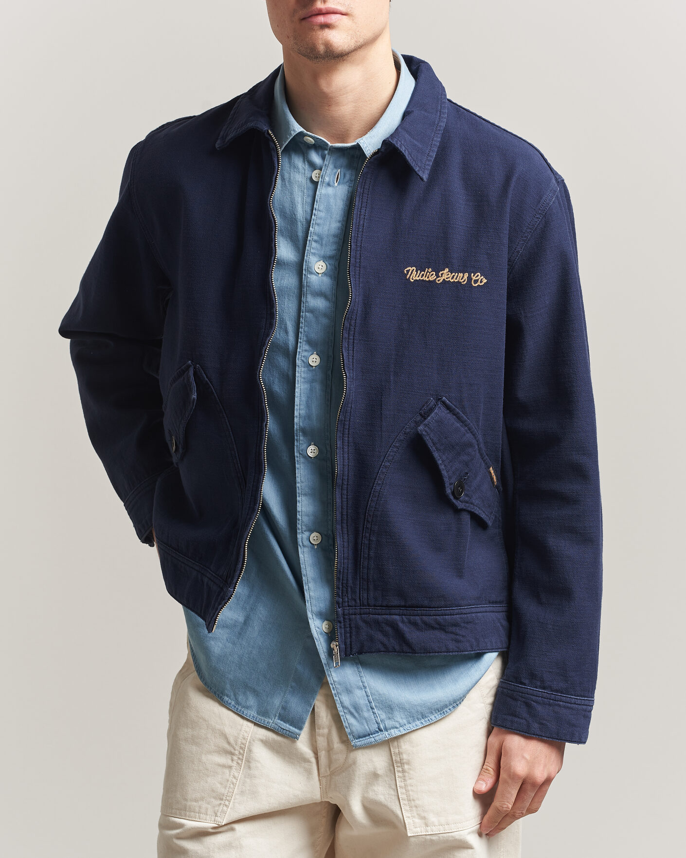 Men | Coats & Jackets | Nudie Jeans | Blake Embroided Jacket Navy