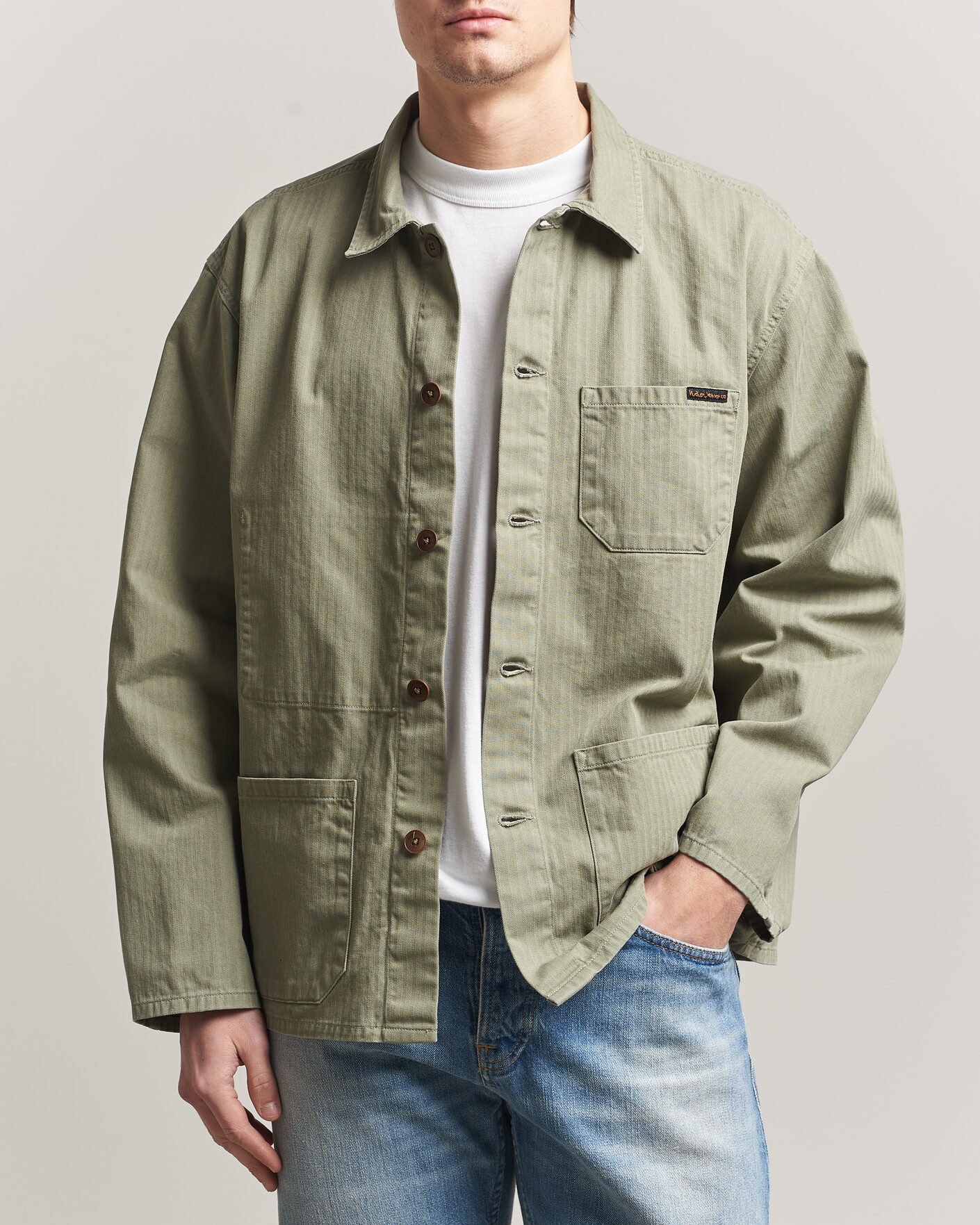 Nudie Jeans Buddy Chore Jacket Pale Green at CareOfCarl.com