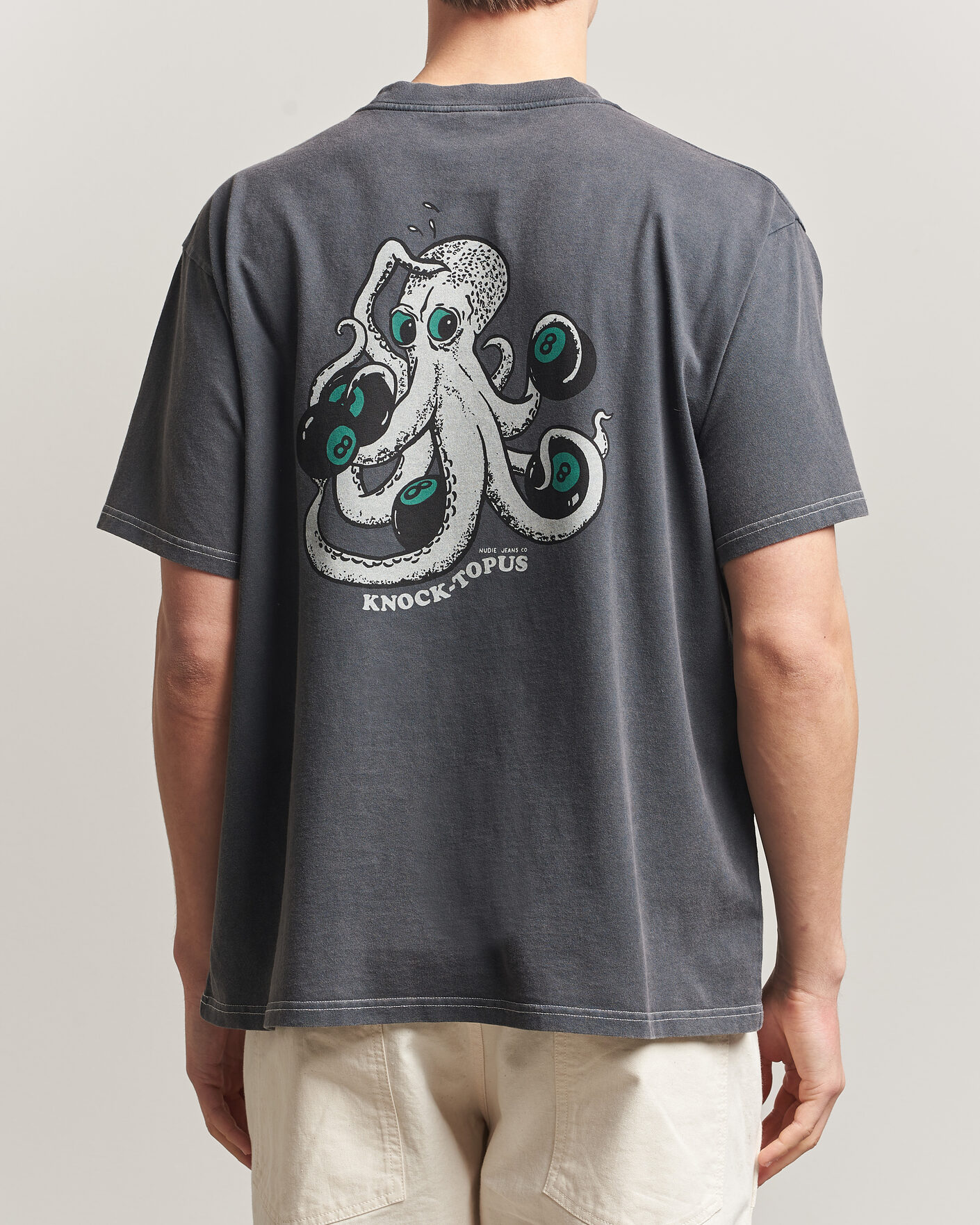 Men | T-Shirts | Nudie Jeans | Koffe Printed T-Shirt Antracite