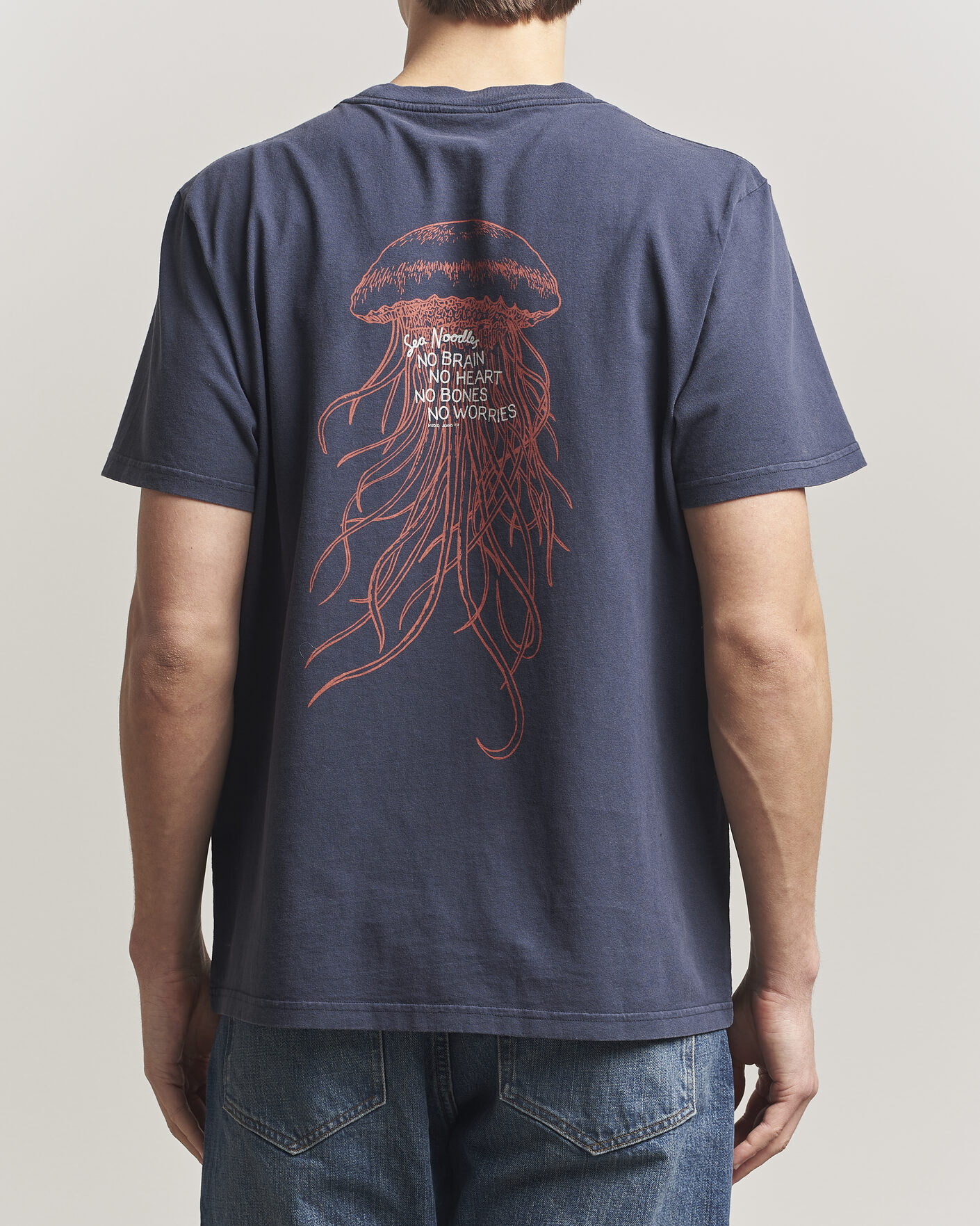 Men | T-Shirts | Nudie Jeans | Roy Printed T-Shirt Dark Blue