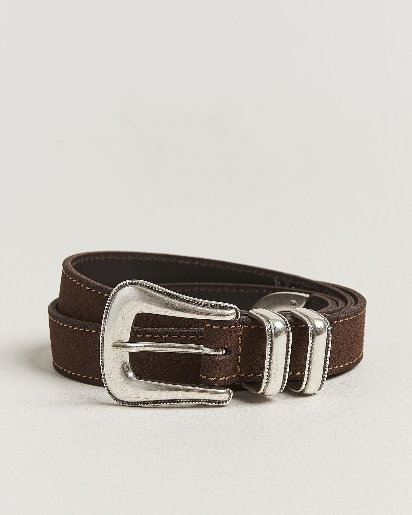 Men | Belts | Nudie Jeans | Western Suede Belt Dark Brown