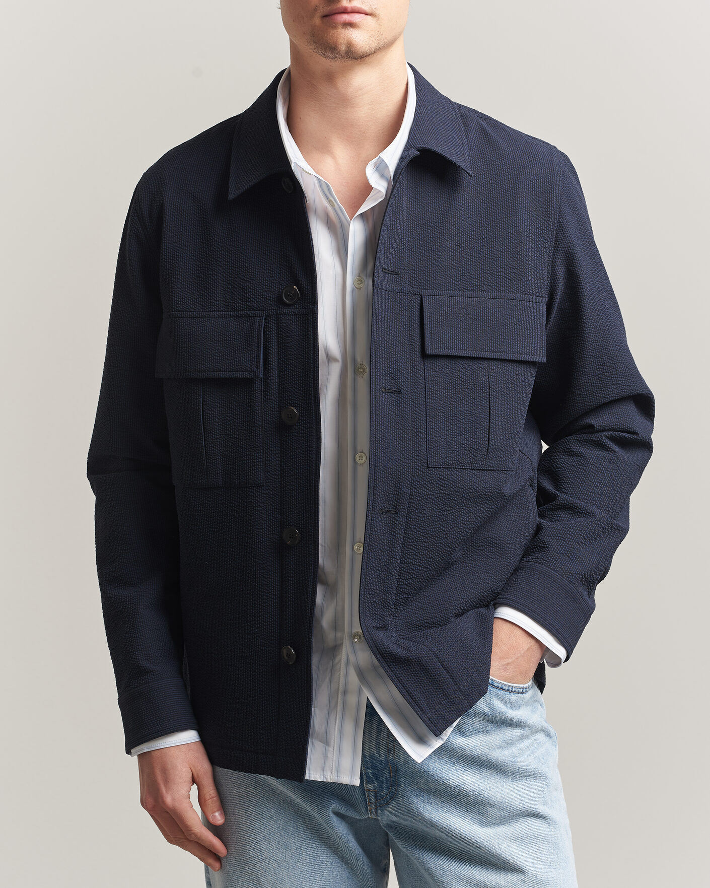 Men | Shirts | Paul Smith | Cotton Overshirt Navy