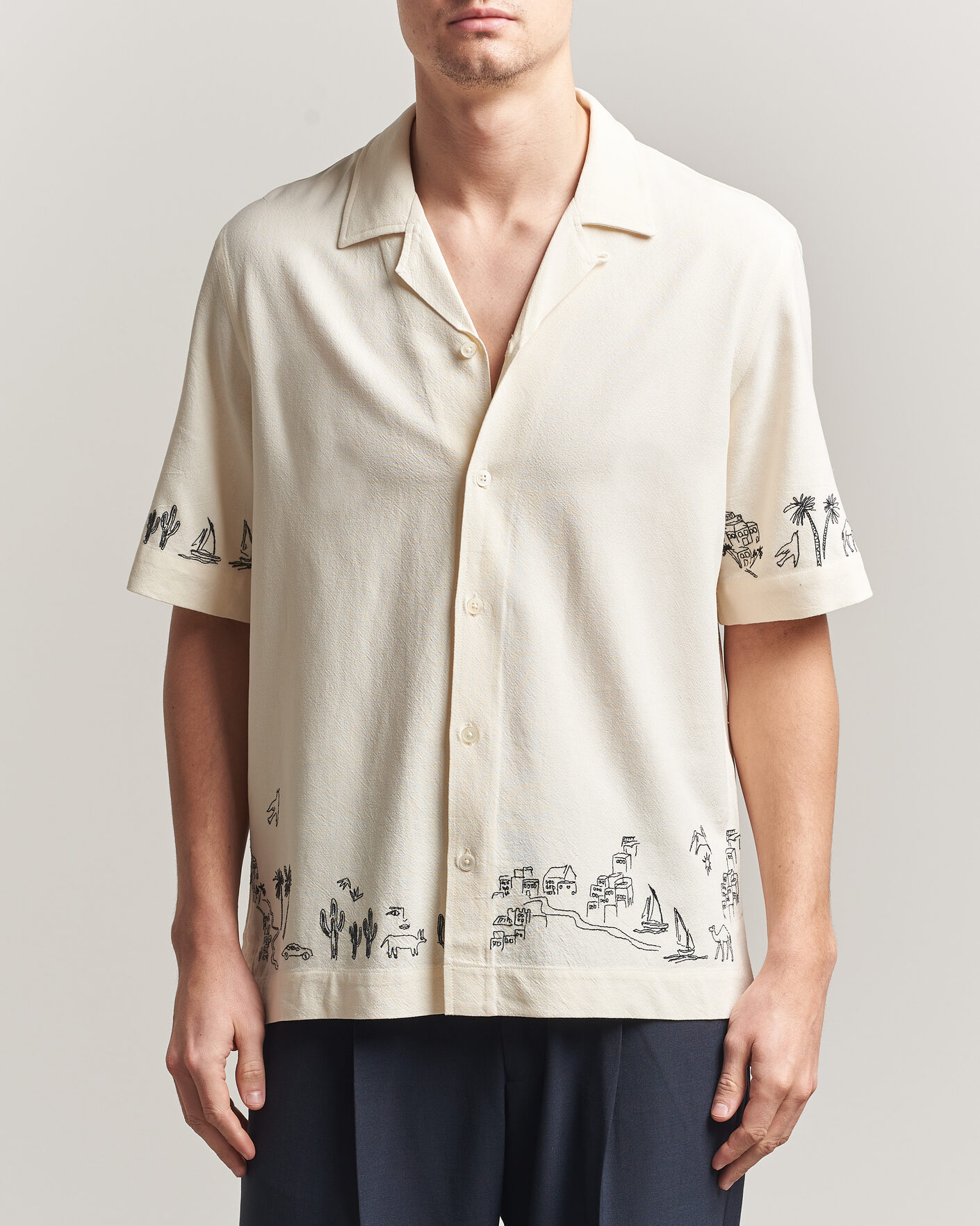 Men | Shirts | Paul Smith | Embroidered Short Sleeve Shirt White