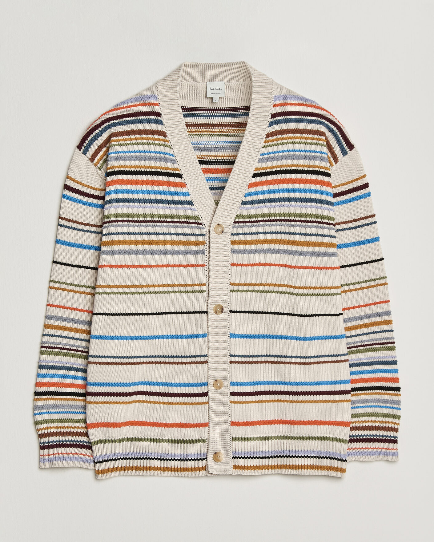 Men | Sweaters & Knitwear | Paul Smith | Signature Stripe Knitted Cardigan White