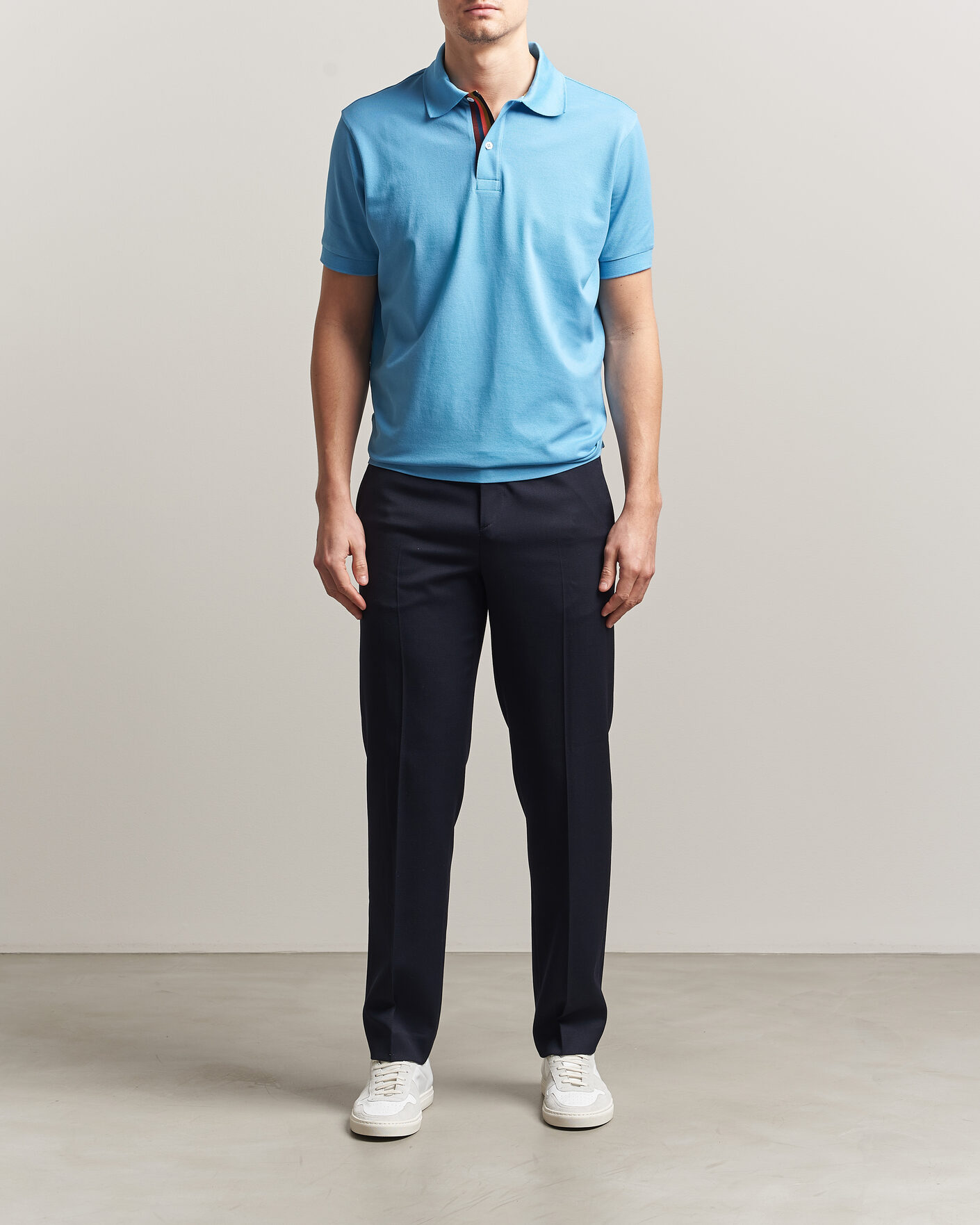 Men | Polo Shirts | Paul Smith | Placket Stripe Polo Blue