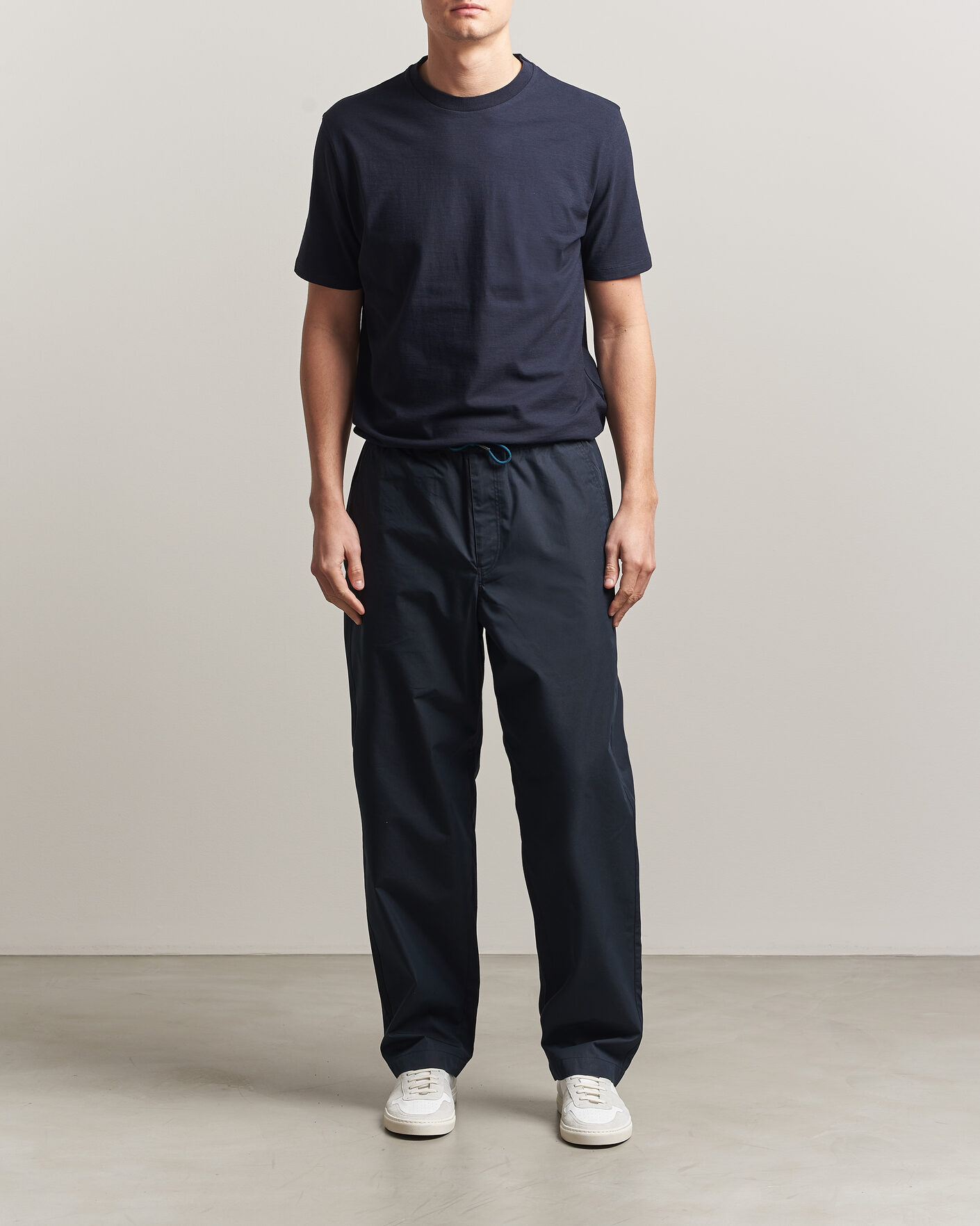 Men | Trousers | PS Paul Smith | Casual Cotton Drawstring Trousers Navy