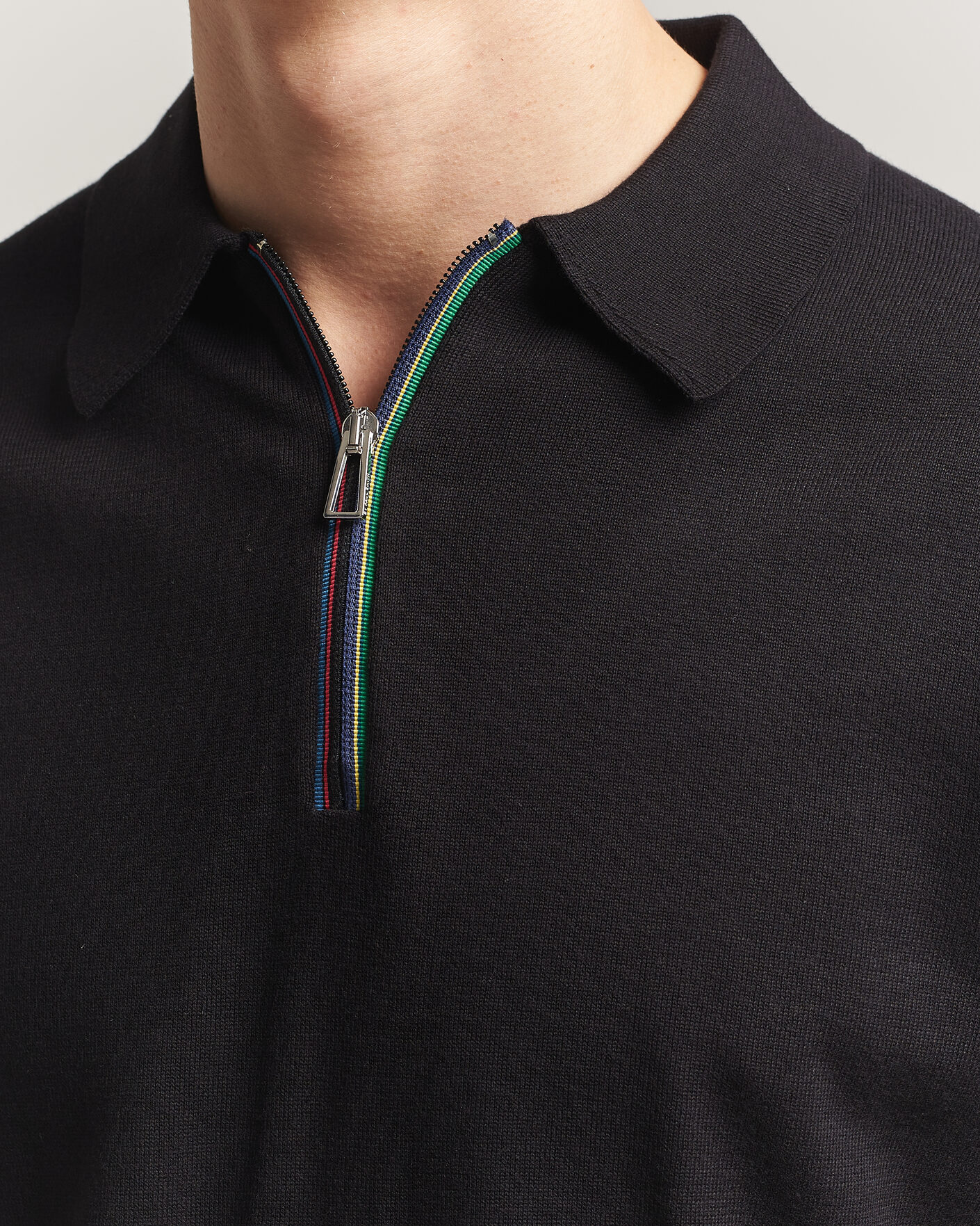 Men | Polo Shirts | PS Paul Smith | Cotton Knitted Half Zip Polo Black