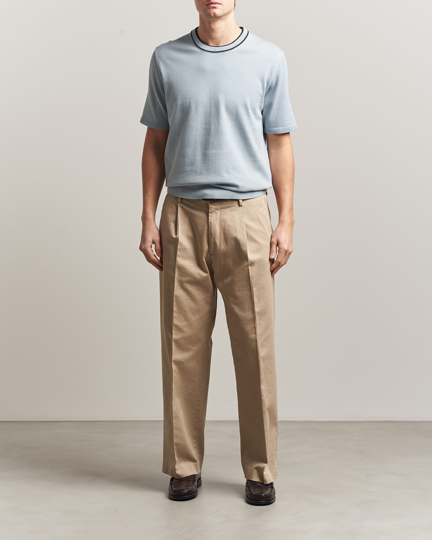 Men | T-Shirts | PS Paul Smith | Cotton Knitted T-Shirt Light Blue