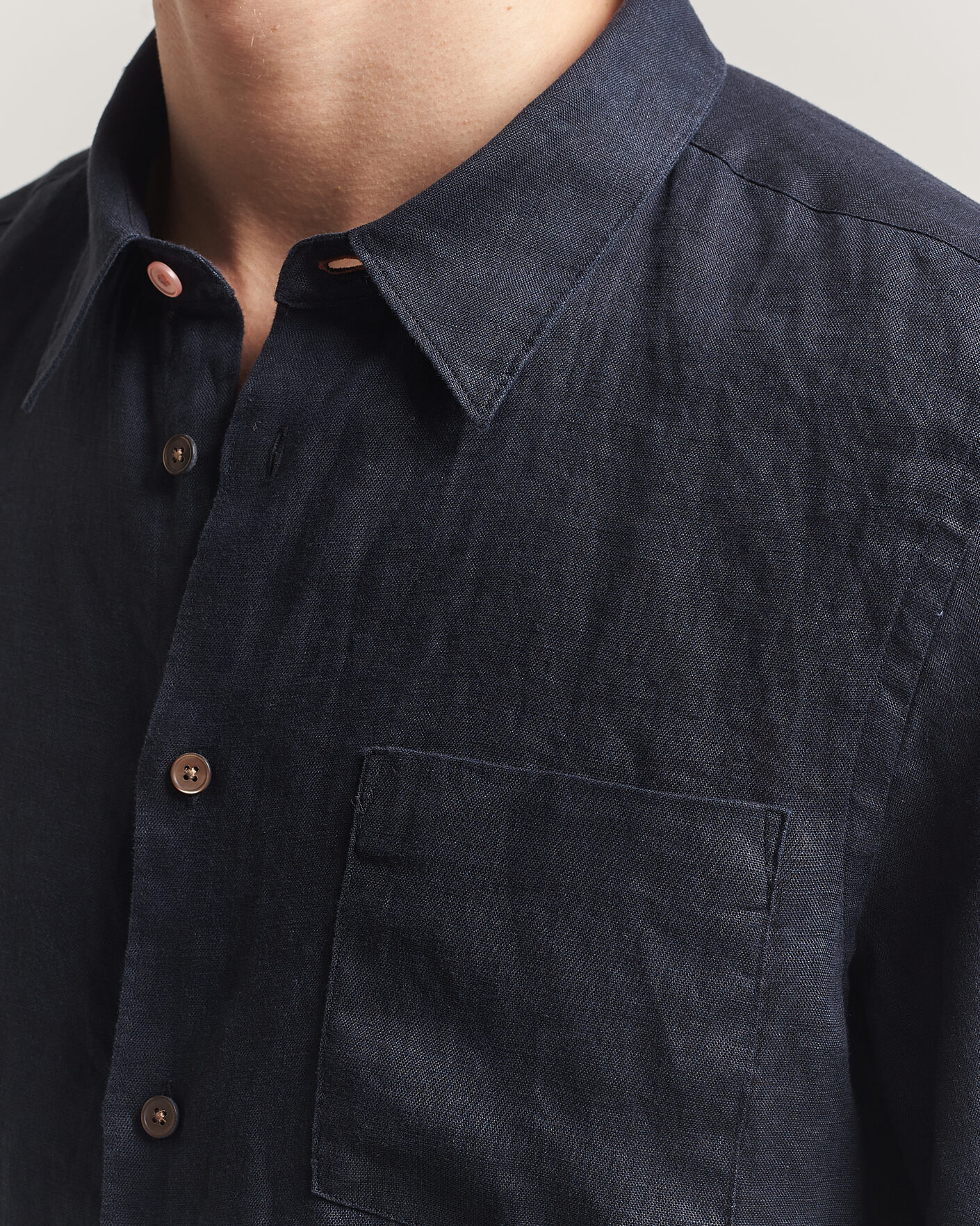 Men | Shirts | PS Paul Smith | Tailored Fit Linen Shirt Navy