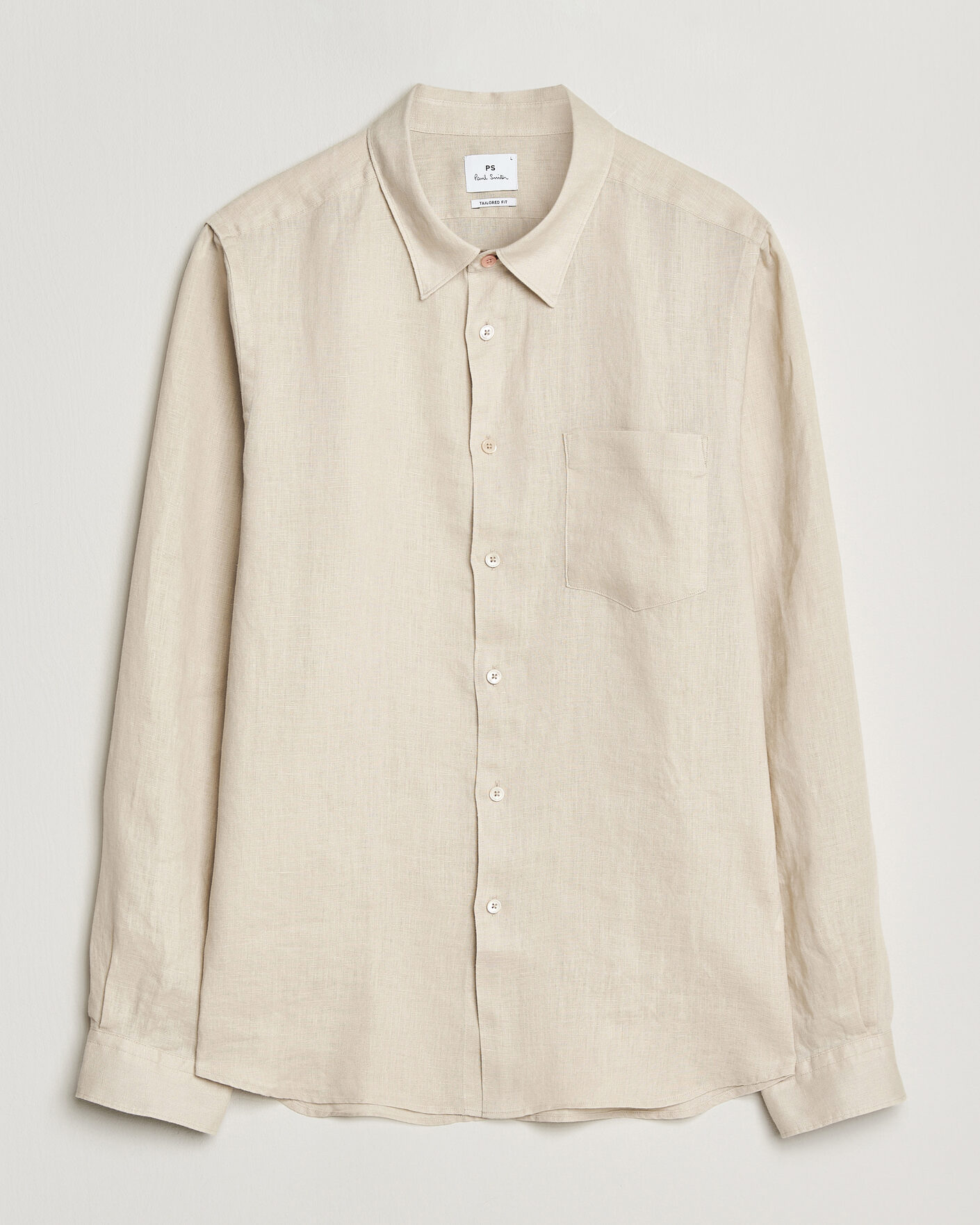 Men | Shirts | PS Paul Smith | Tailored Fit Linen Shirt Beige