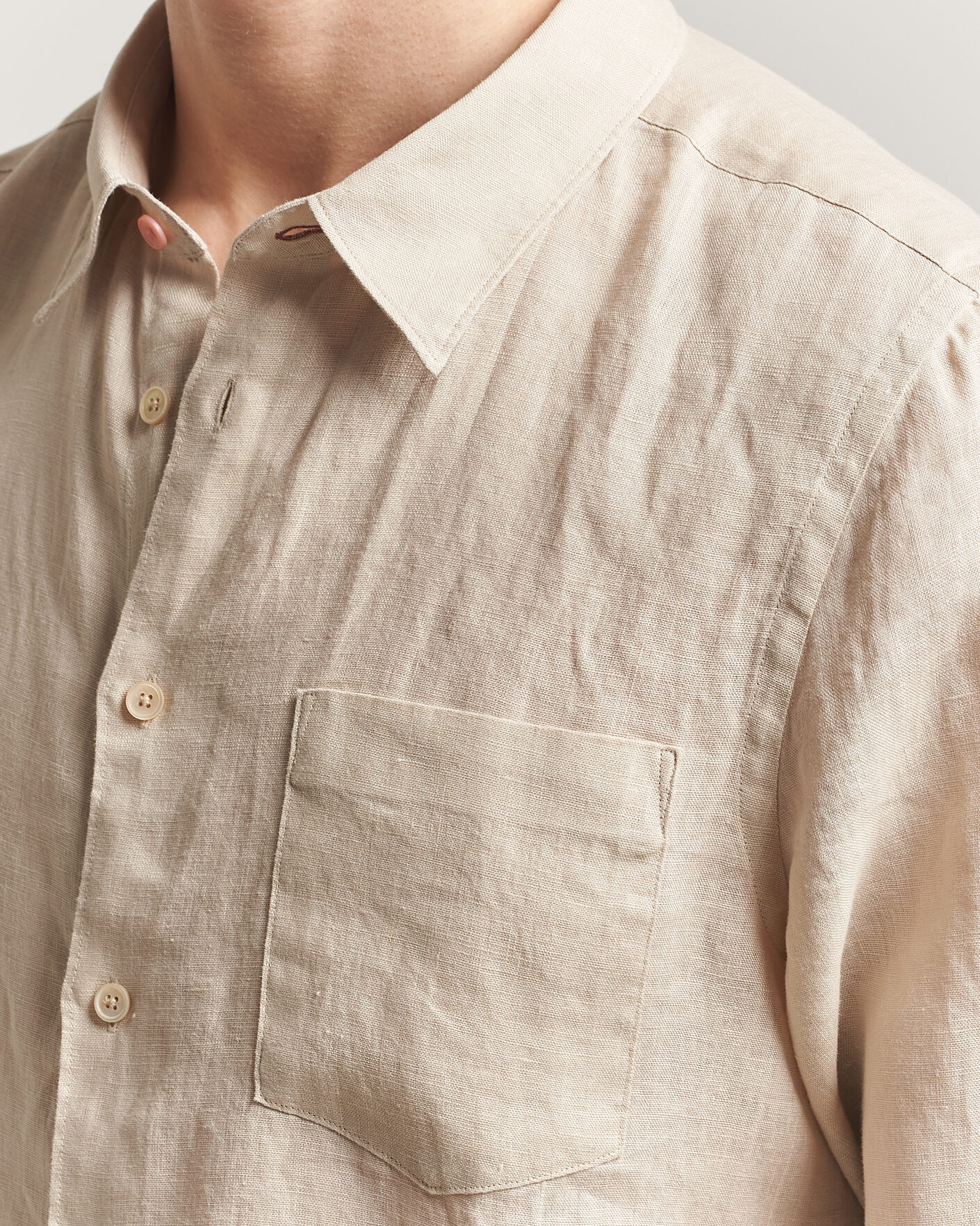 Men | Shirts | PS Paul Smith | Tailored Fit Linen Shirt Beige