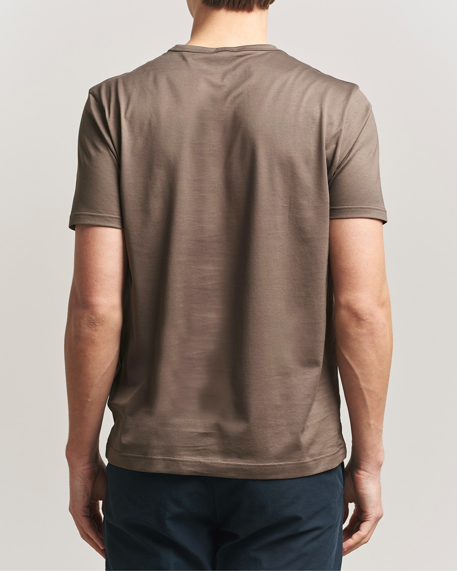 Men | T-Shirts | Sunspel | Crew Neck Q82 Cotton T-Shirt Dark Cedar