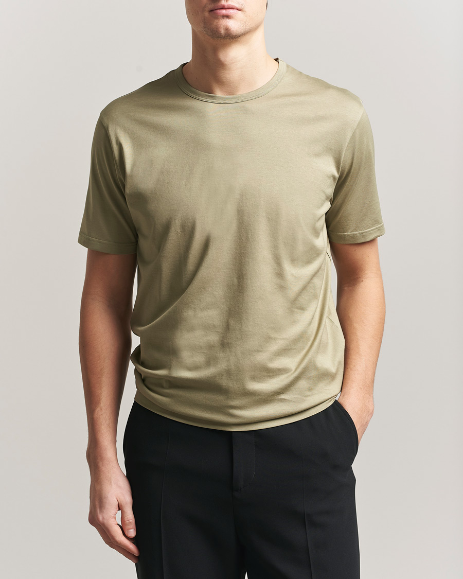 Men | T-Shirts | Sunspel | Crew Neck Q82 Cotton T-Shirt Pistachio