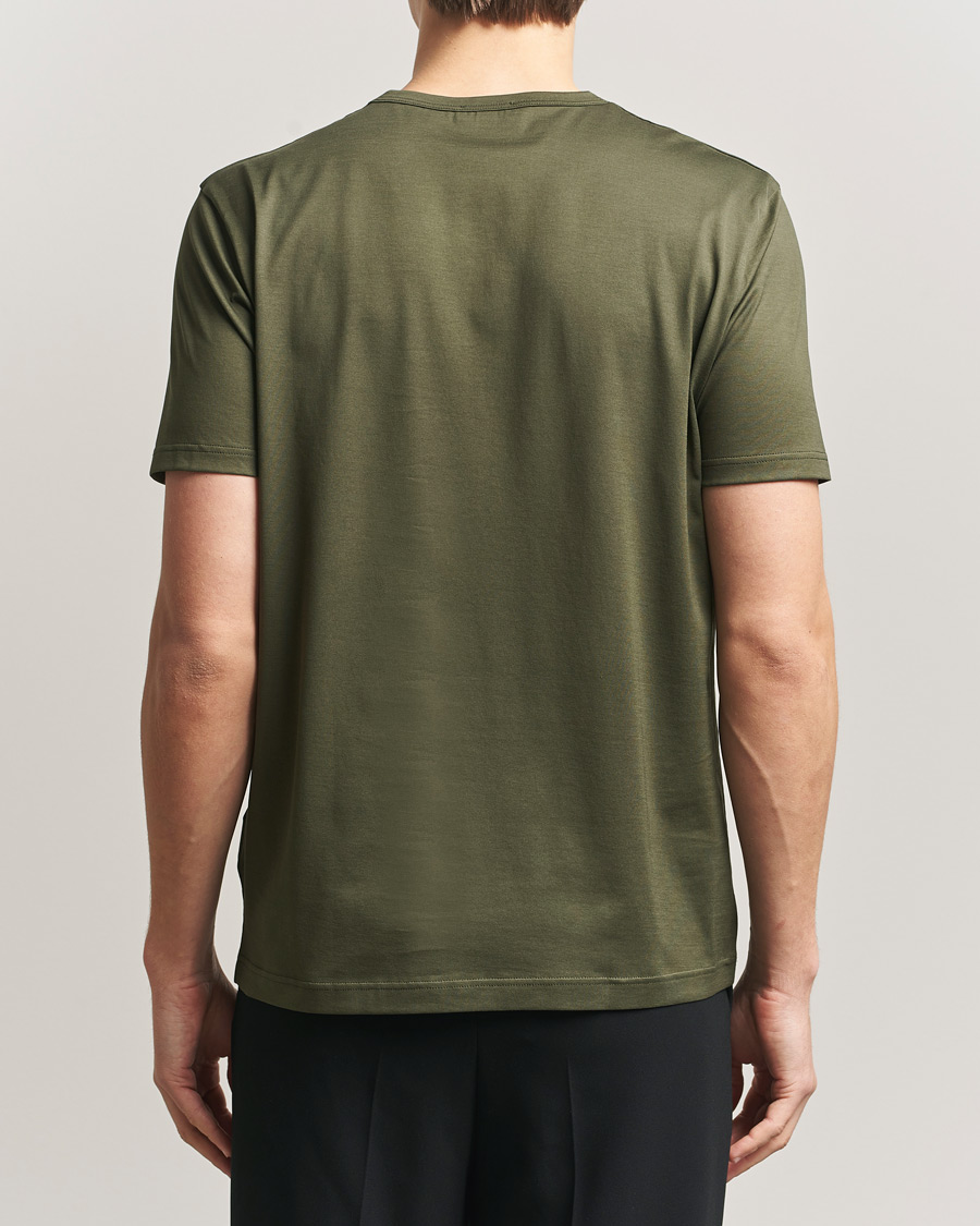 Men | T-Shirts | Sunspel | Crew Neck Q82 Cotton T-Shirt Deep Olive