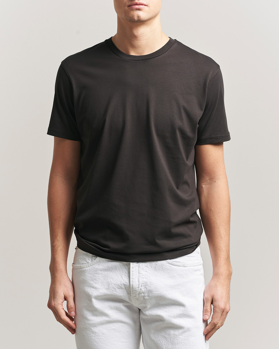 Men | T-Shirts | Sunspel | Riviera Midweight T-Shirt Dark Chocolate