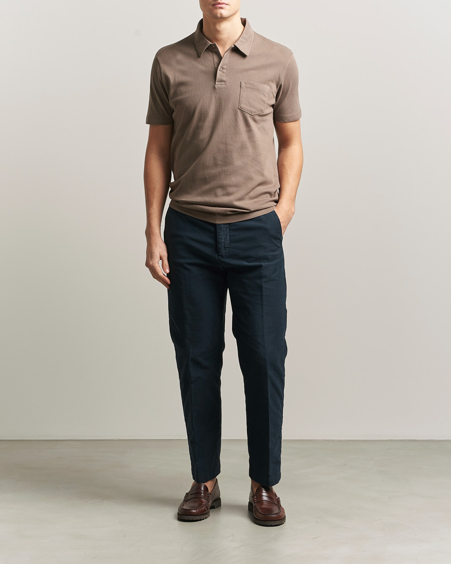 Men | Polo Shirts | Sunspel | Riviera Polo Shirt Dark Cedar