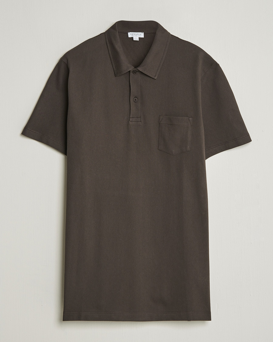 Men | Polo Shirts | Sunspel | Riviera Polo Shirt Dark Chocolate