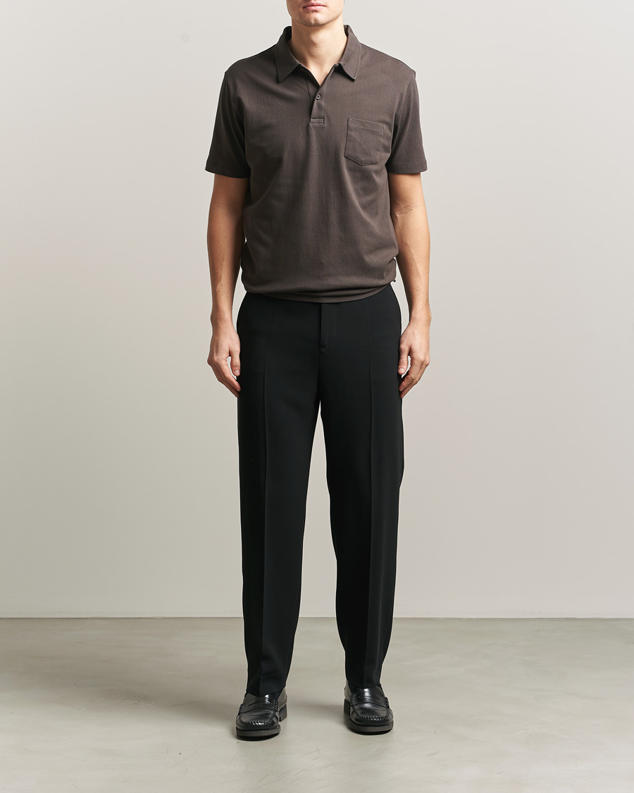 Men | Polo Shirts | Sunspel | Riviera Polo Shirt Dark Chocolate