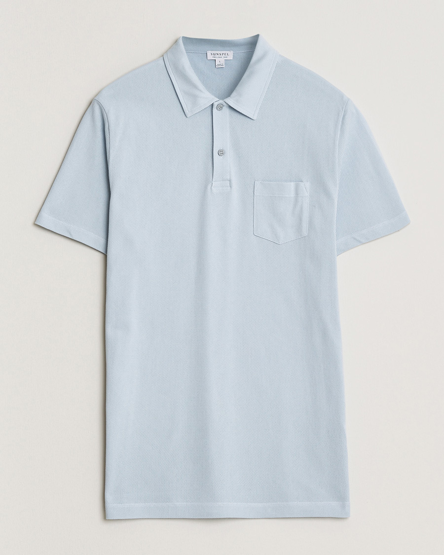 Men | Polo Shirts | Sunspel | Riviera Polo Shirt Pastel Blue