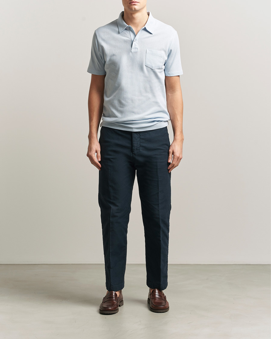 Men | Polo Shirts | Sunspel | Riviera Polo Shirt Pastel Blue