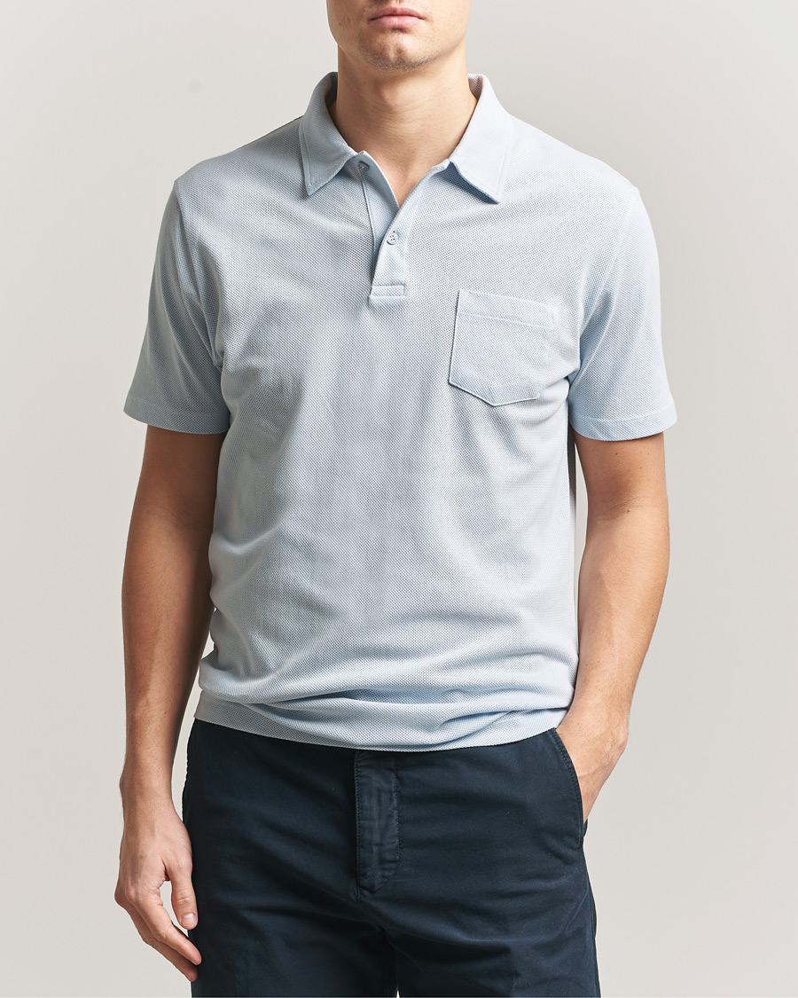 Men | Polo Shirts | Sunspel | Riviera Polo Shirt Pastel Blue