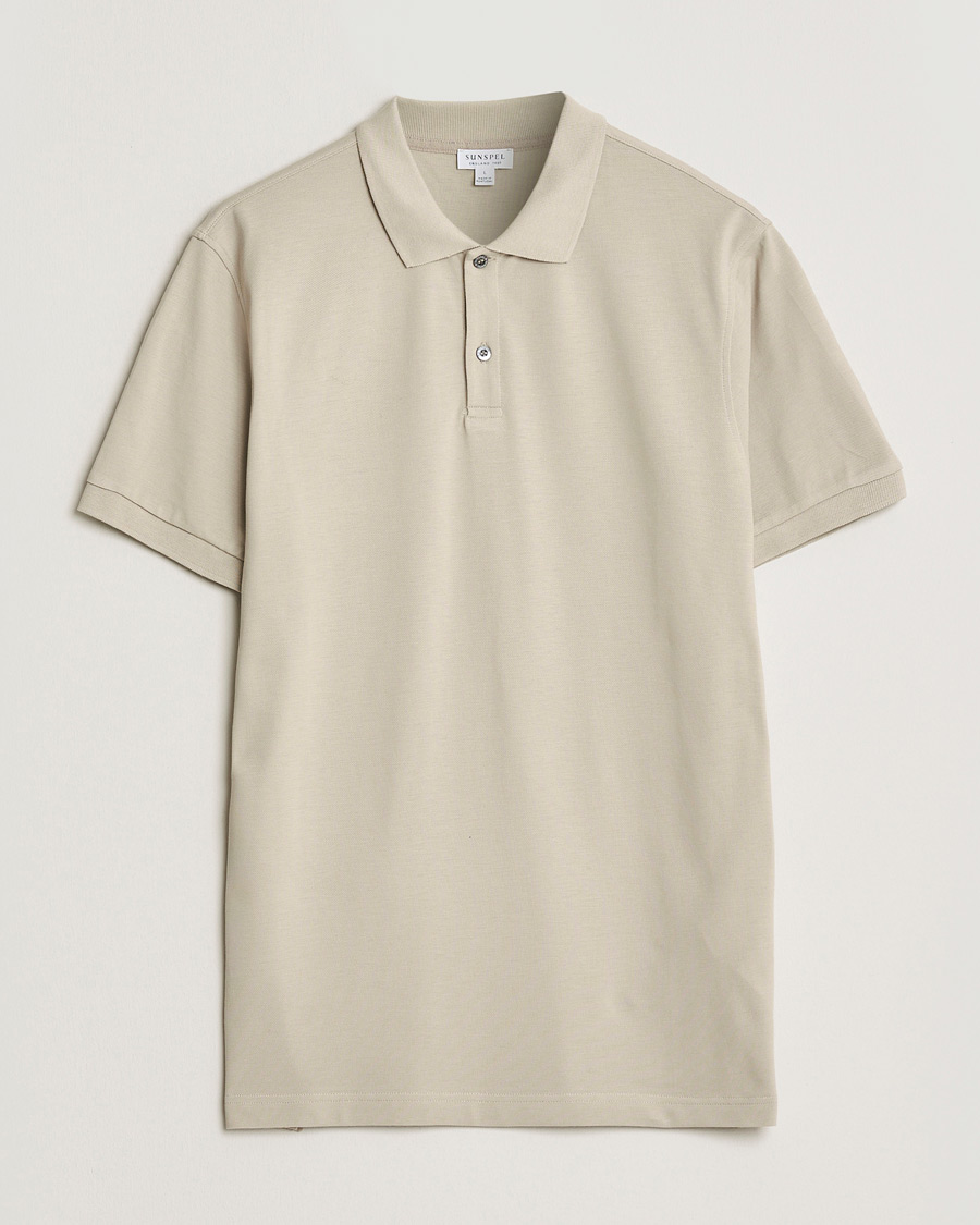 Men | Polo Shirts | Sunspel | Supima Cotton Short Sleeve Pique Polo Hazelwood