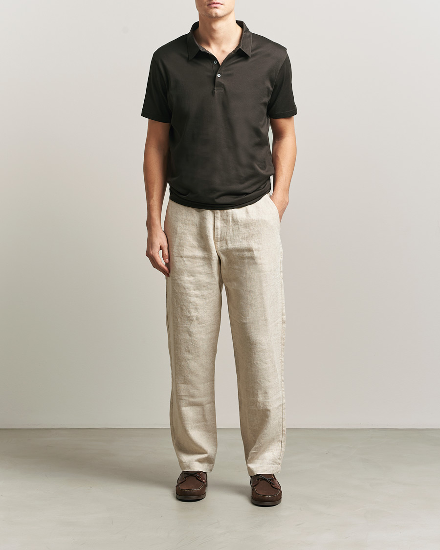 Men | Polo Shirts | Sunspel | Cotton Jersey Polo Dark Chocolate