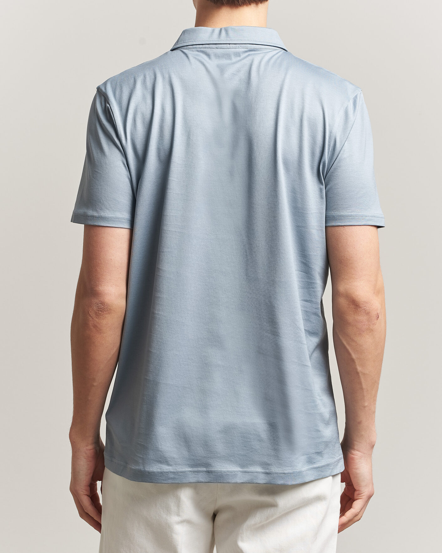 Men | Polo Shirts | Sunspel | Cotton Jersey Polo Stone Blue
