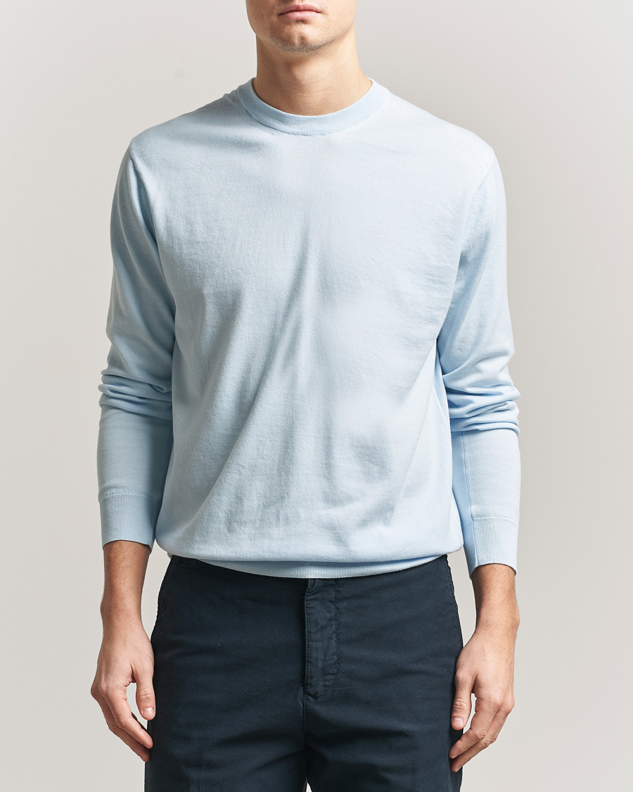 Men | Sweaters & Knitwear | Sunspel | Lightweight Knitted Cotton Crew Pastel Blue