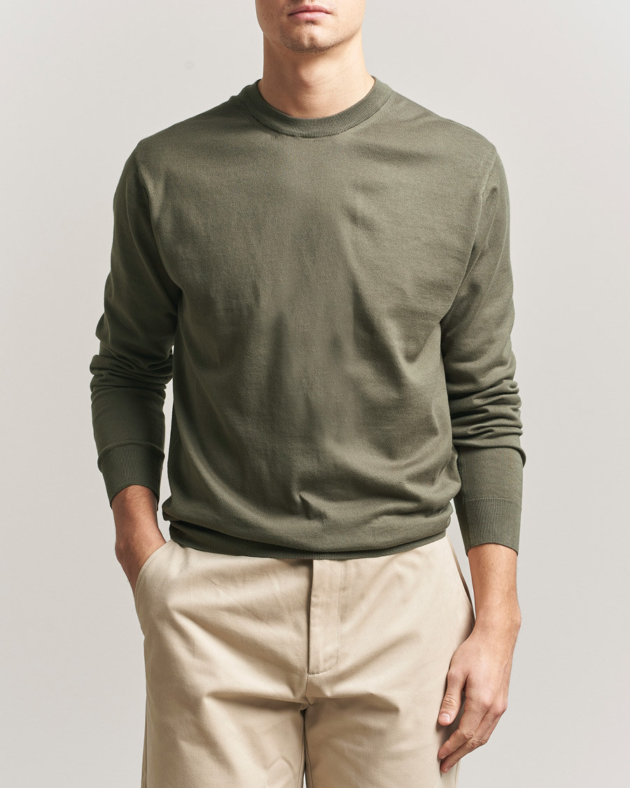 Men | Sweaters & Knitwear | Sunspel | Lightweight Knitted Cotton Crew Khaki