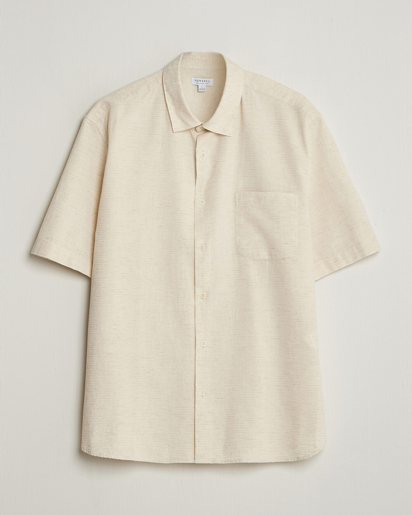 Men | Shirts | Sunspel | Natural Texture Linen Shirt Ecru