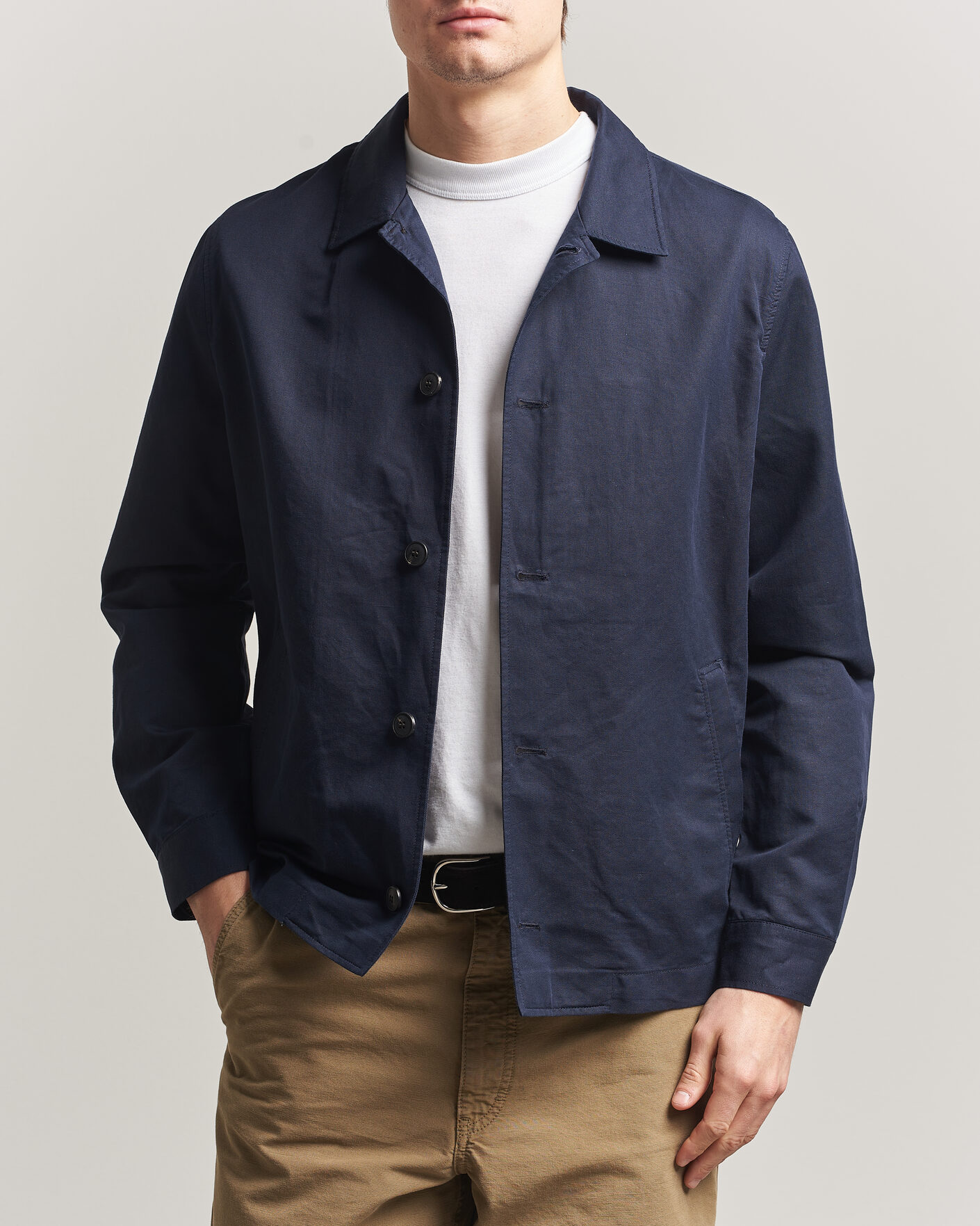 Men | Coats & Jackets | Sunspel | Cotton/Linen Jacket Navy