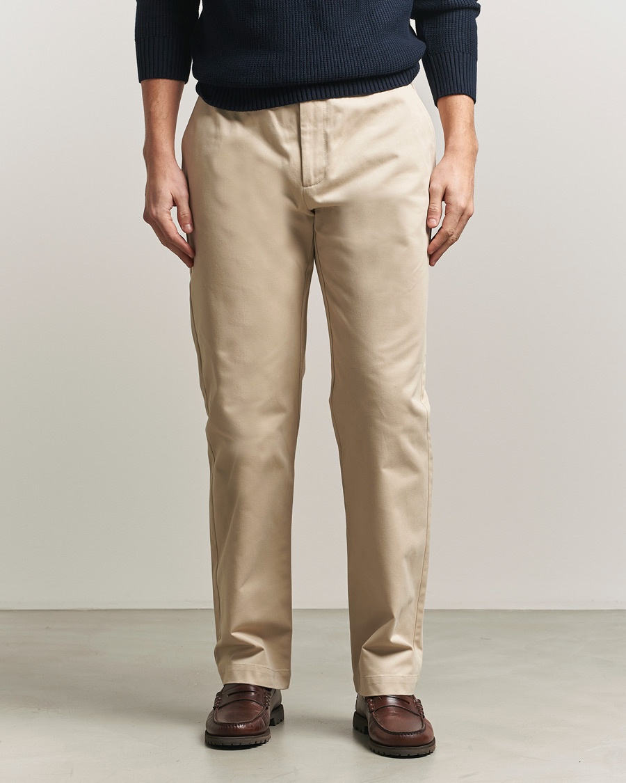 Men | Trousers | Sunspel | Soft Cotton Drill Trousers Light Stone