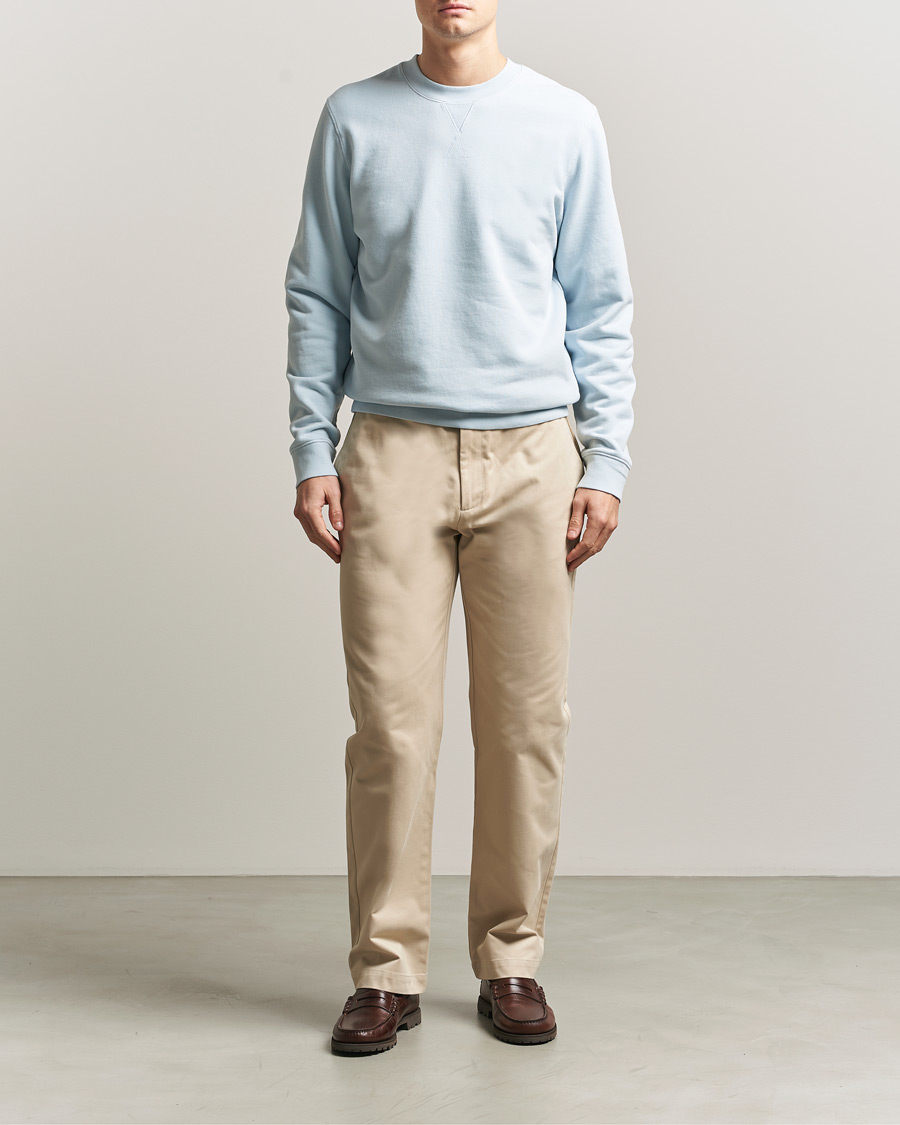 Men | Sweaters & Knitwear | Sunspel | Loopback Sweatshirt Pastel Blue