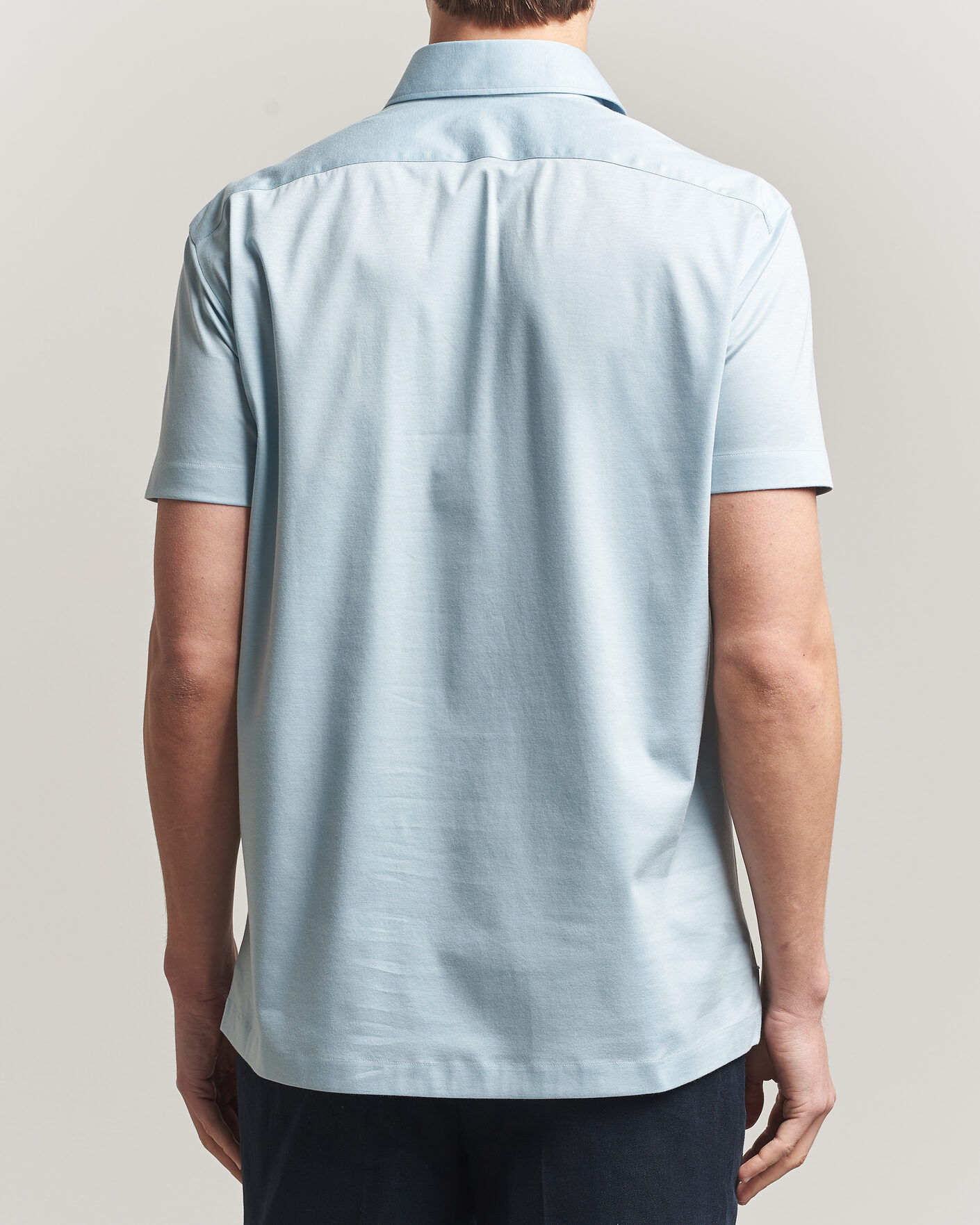 Men | Polo Shirts | Kiton | Short Sleeve Jersey Polo Sky Blue