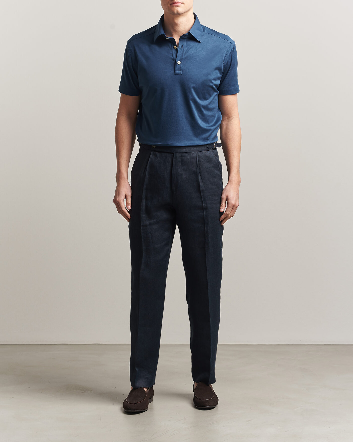 Men | Polo Shirts | Kiton | Short Sleeve Jersey Polo Dark Blue