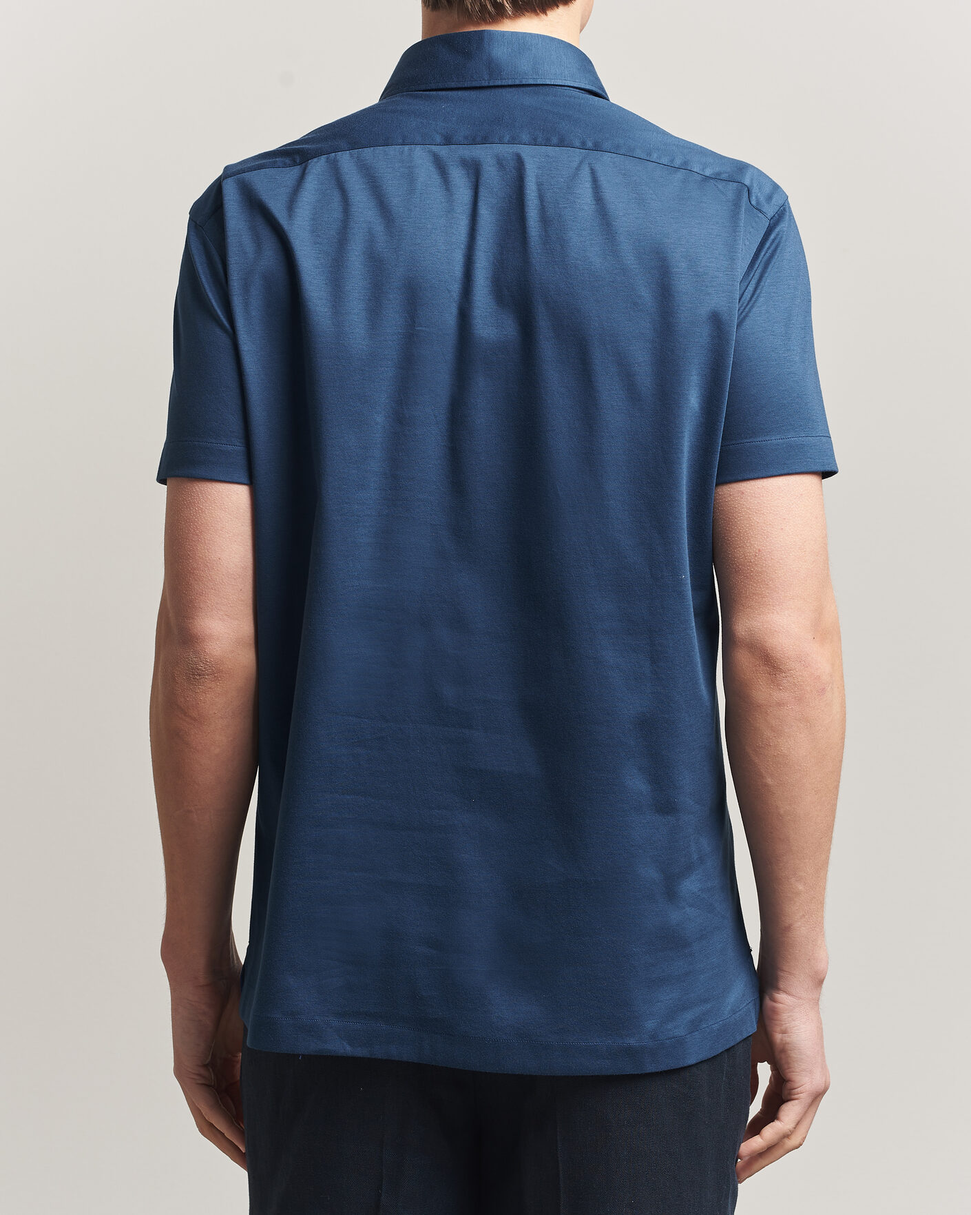 Men | Polo Shirts | Kiton | Short Sleeve Jersey Polo Dark Blue