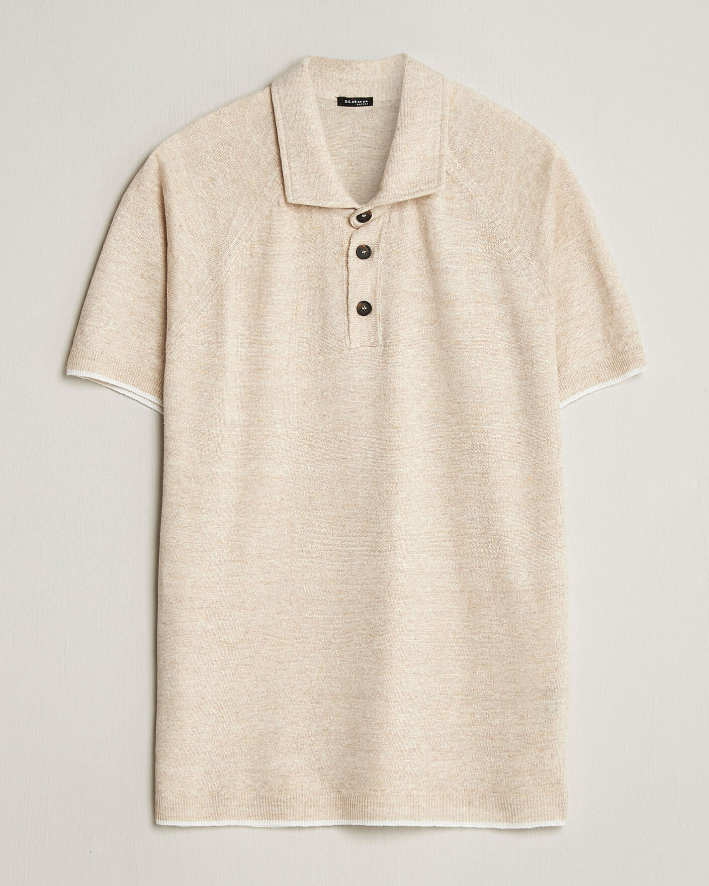 Men | Polo Shirts | Kiton | Linen Raglan Polo Shirt Ecru