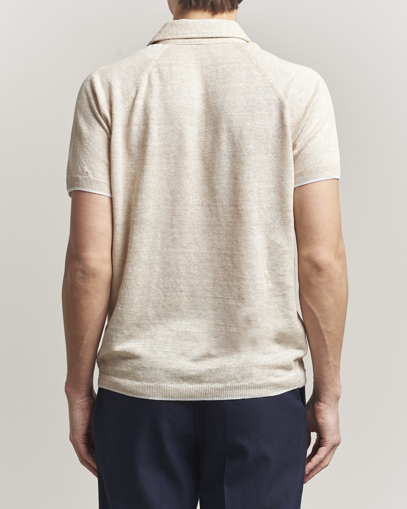 Men | Polo Shirts | Kiton | Linen Raglan Polo Shirt Ecru