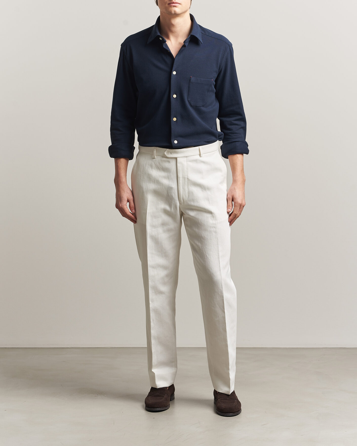 Men | Shirts | Kiton | Jersey Piquet Shirt Navy