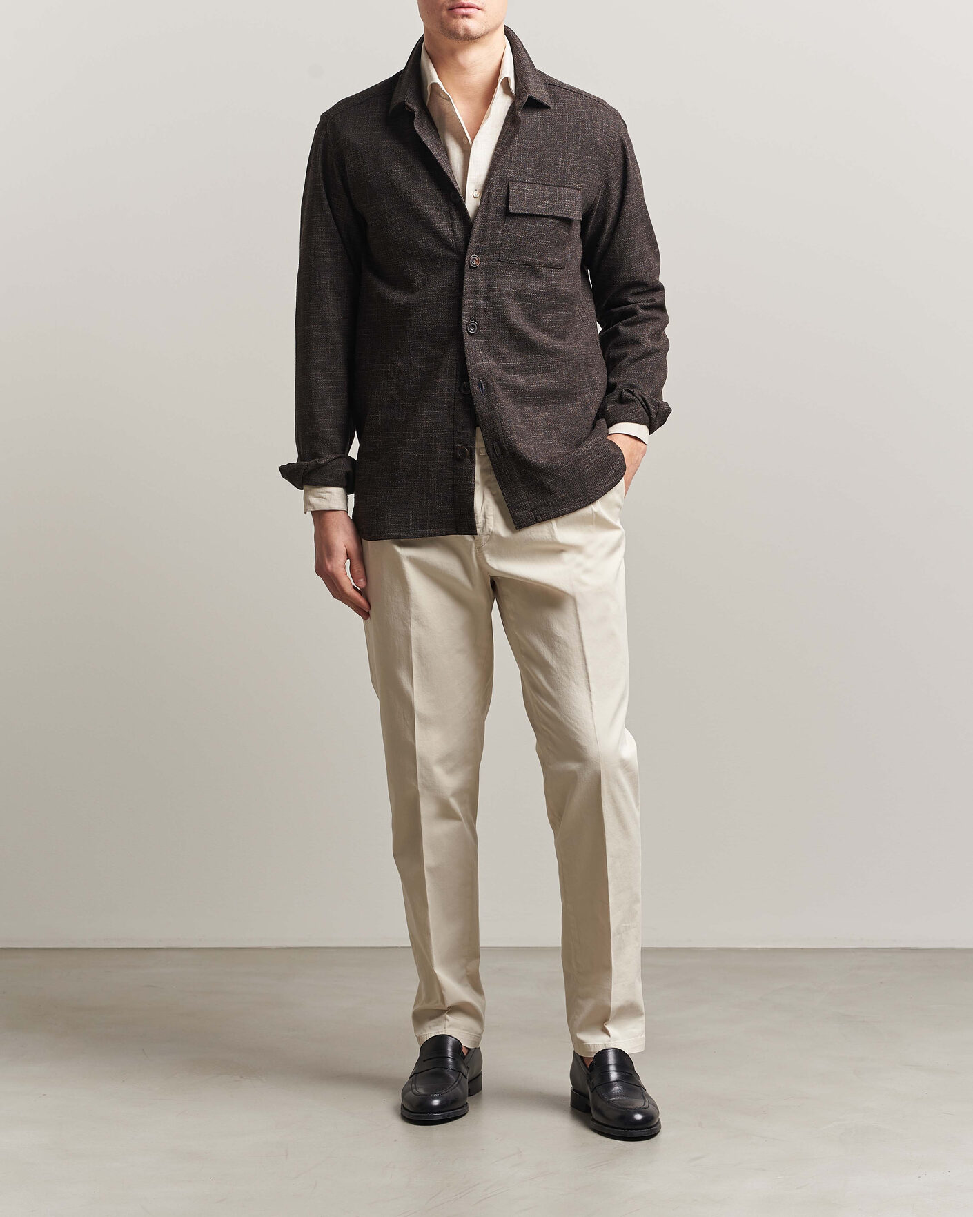 Men | Shirts | Kiton | Virgin Wool Overshirt Dark Brown