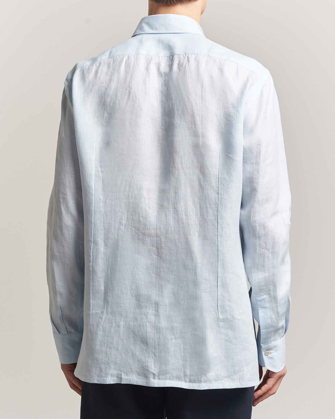 Men | Shirts | Kiton | Linen Sport Shirt Light Blue