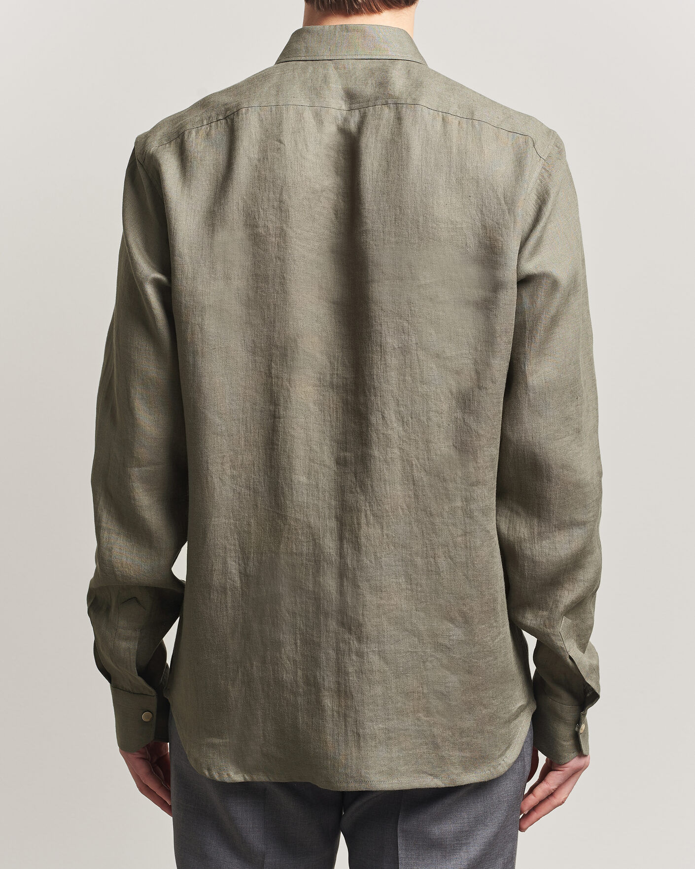 Men | Shirts | Kiton | Linen Overshirt Khaki