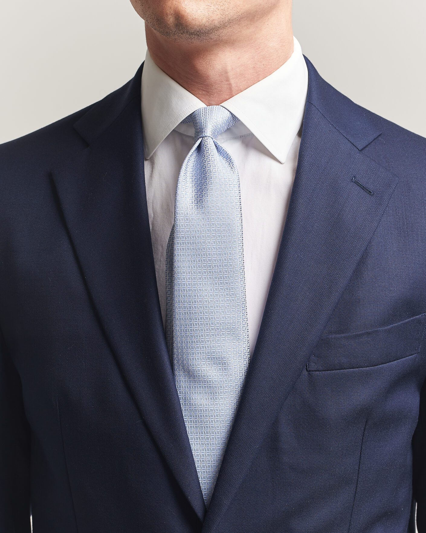 Men | Ties | Kiton | Micro Structure Silk Tie Sky Blue