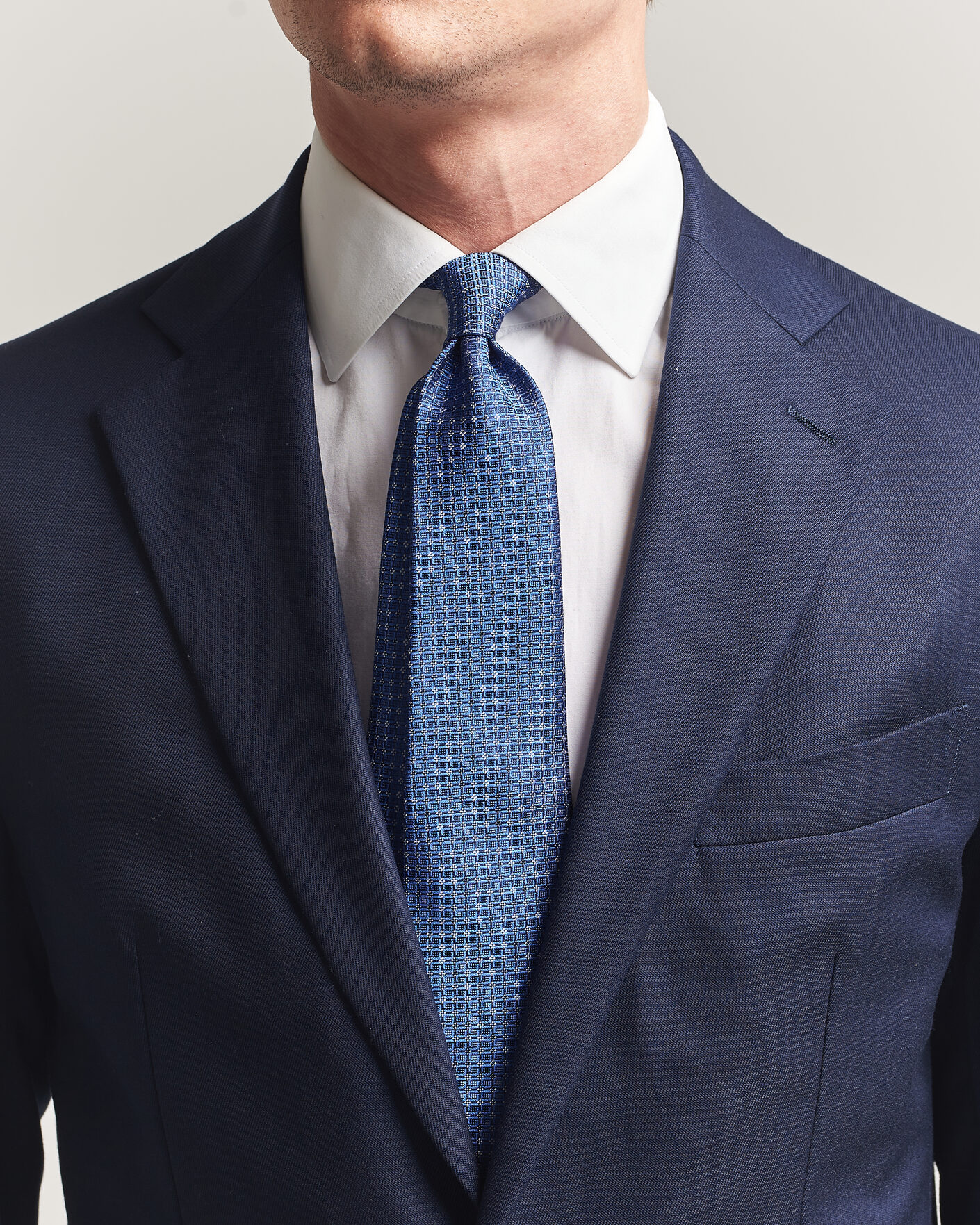 Men | Ties | Kiton | Micro Structure Silk Tie Navy