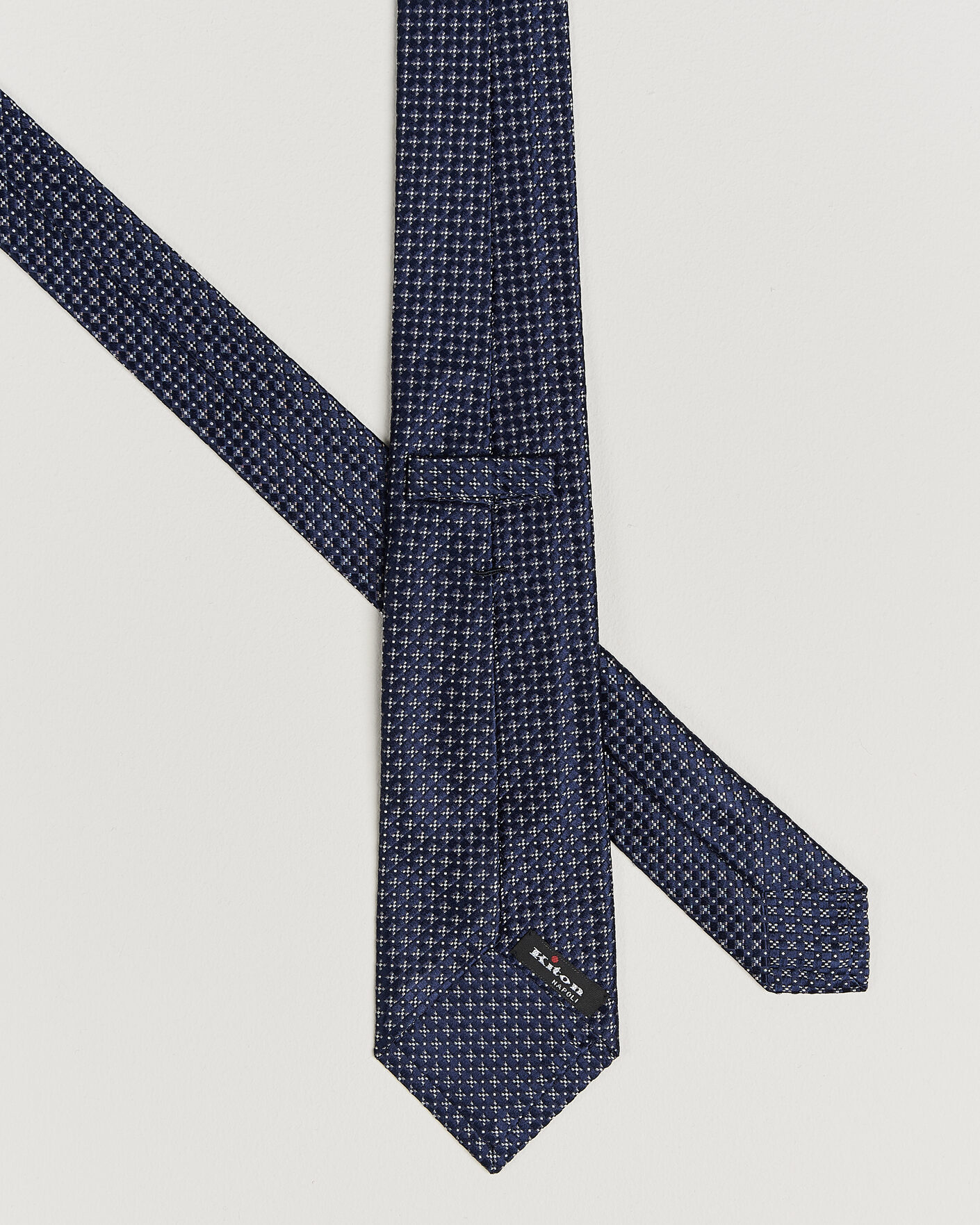 Men | Ties | Kiton | Flower Jacquard Silk Tie Navy