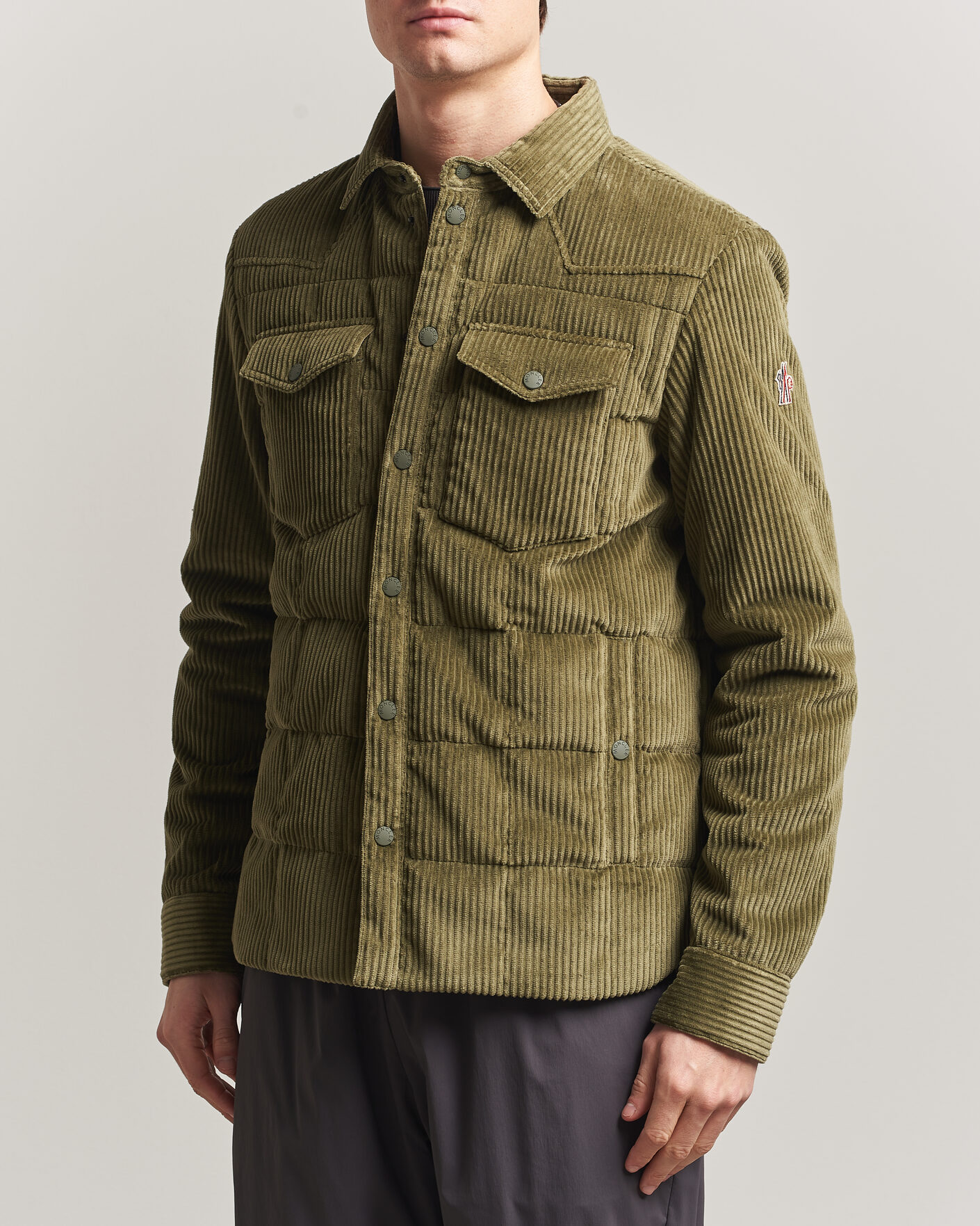 Moncler Grenoble Gelt Corduroy Shirt Jacket Military Green at