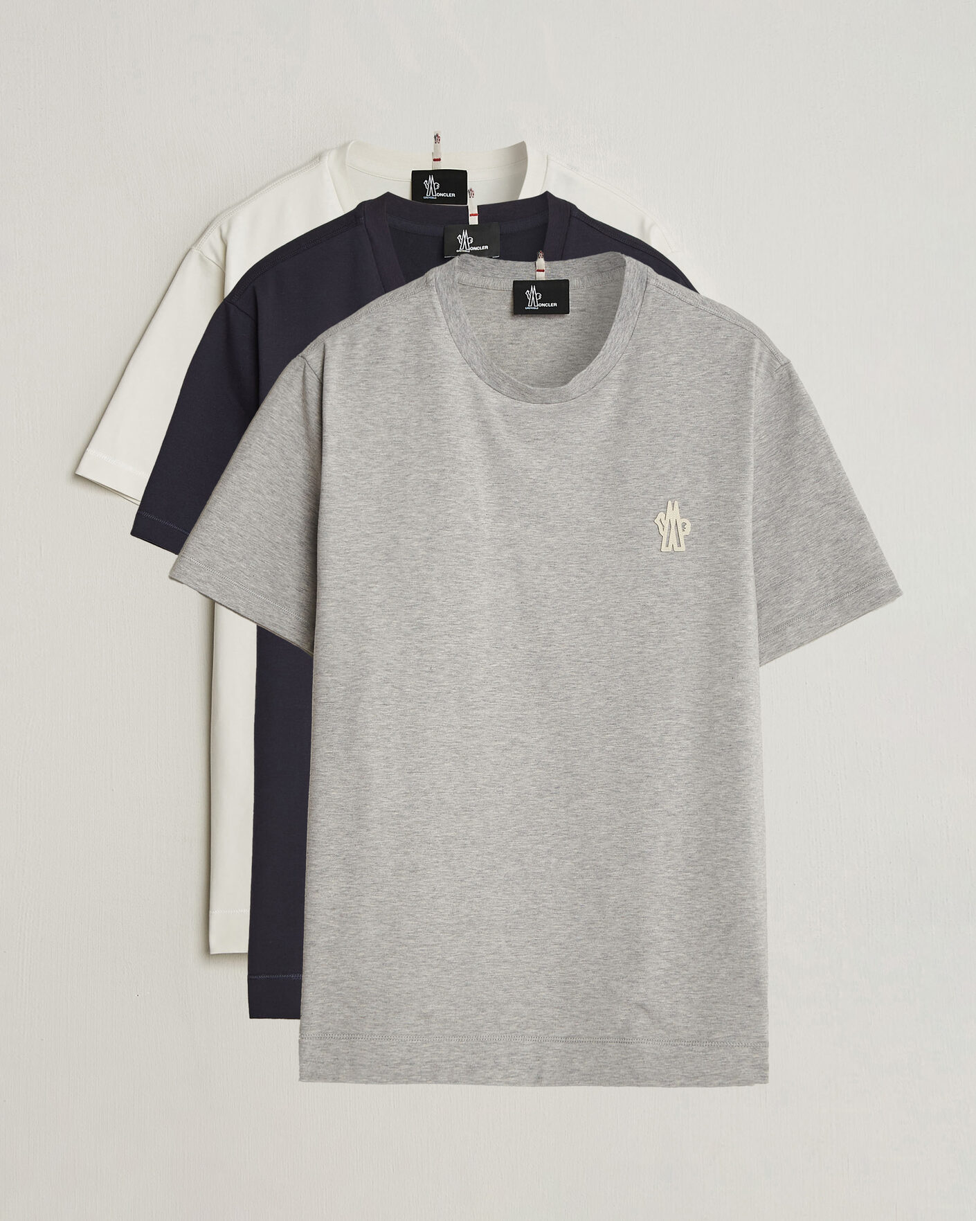 Men | T-Shirts | Moncler Grenoble | 3-Pack Logo T-Shirts White/Grey/Black